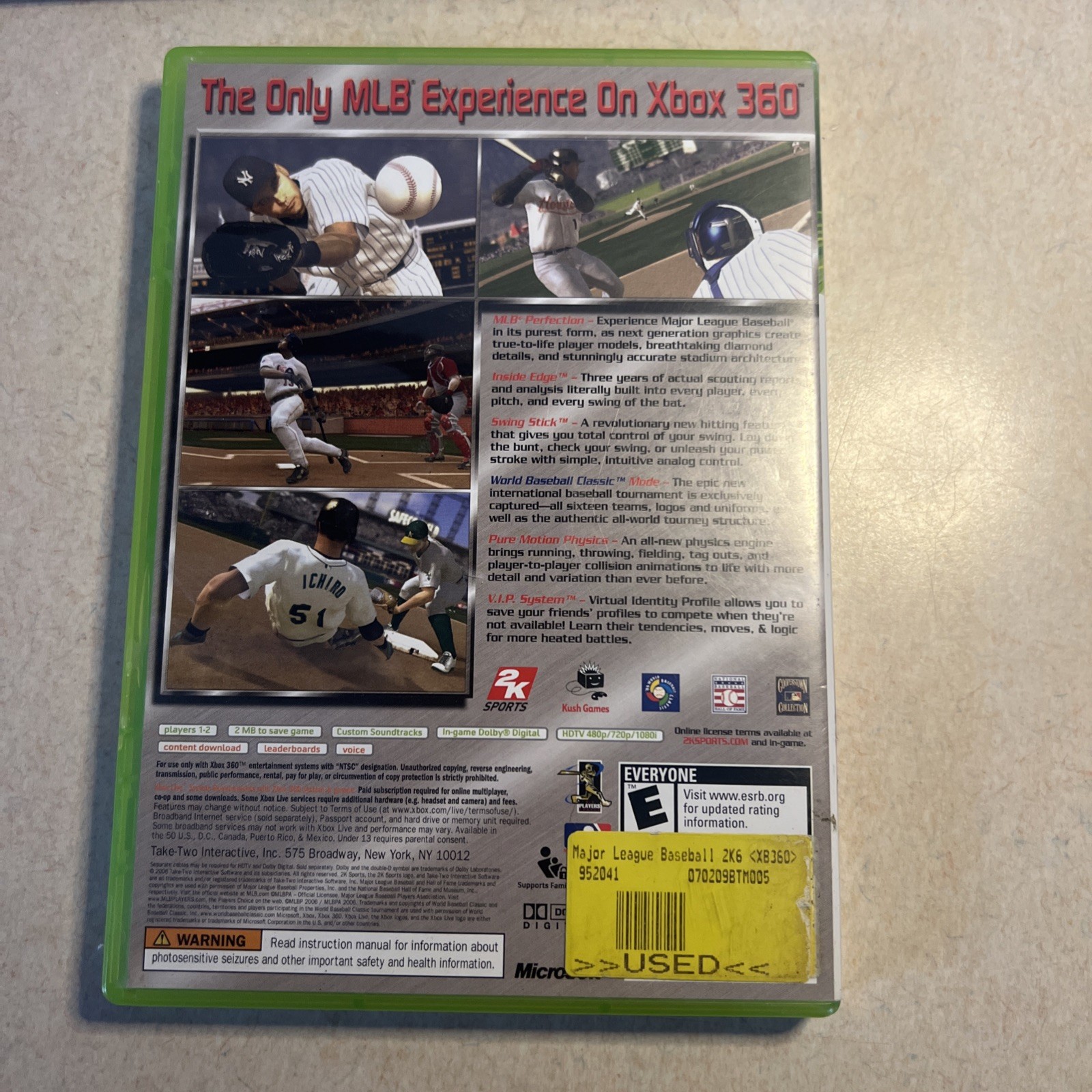 2K Sports Major League Baseball 2K6 Xbox 360 N/A Green Good MLB Sports Game