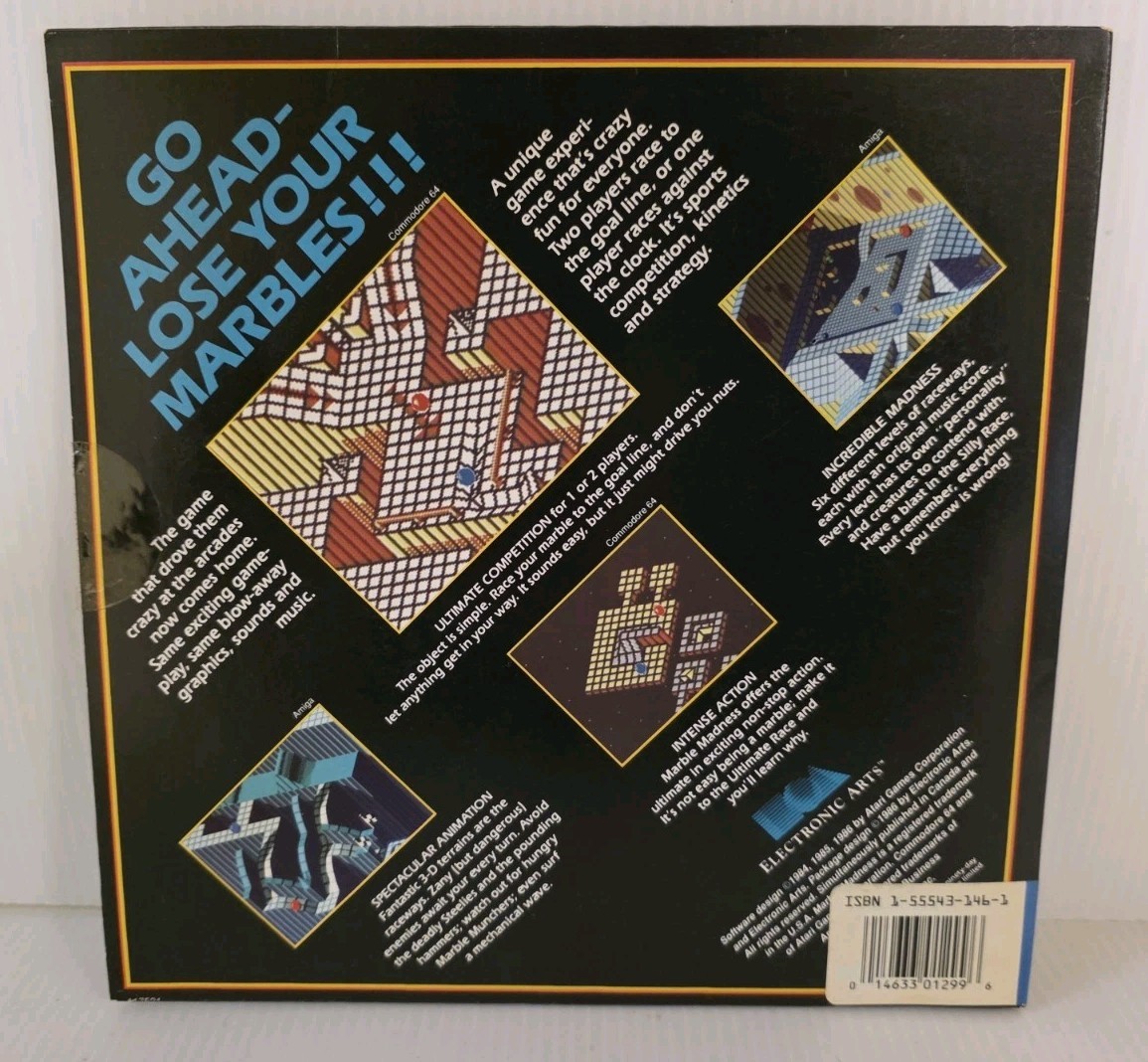 Marble Madness Commodore 64/128 C64 EA Big Box Complete w/ Disk & Manual