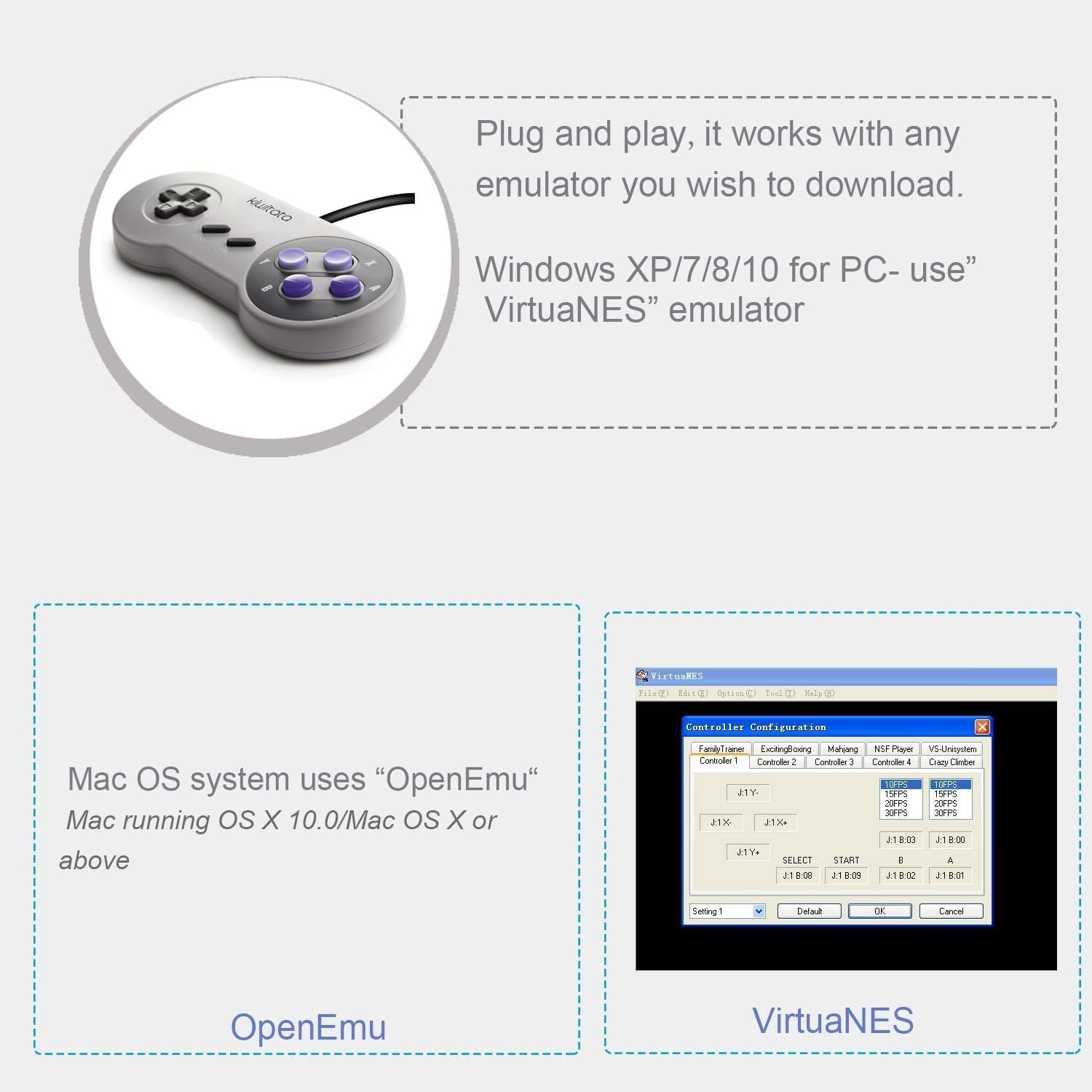 Classic 2-Pack SNES USB Game Controllers – Play on PC, Mac & Raspberry Pi
