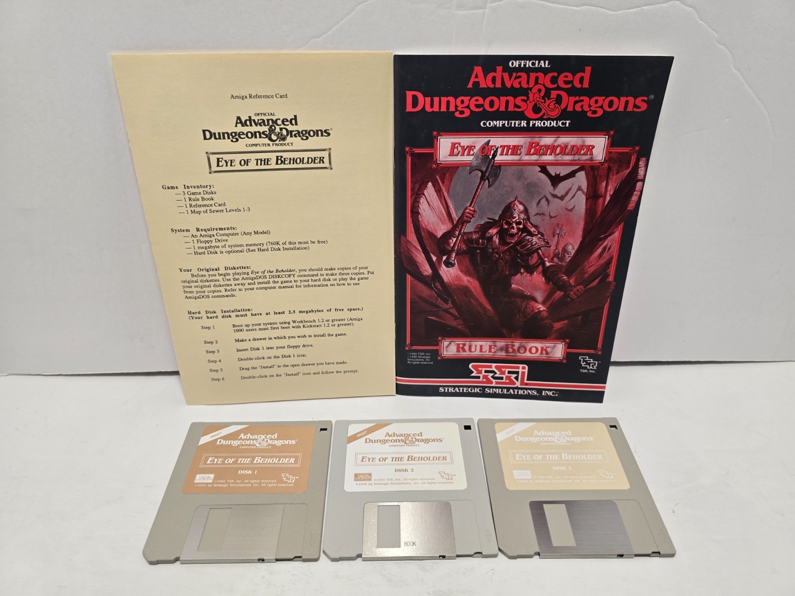 Advanced Dungeons & Dragons Eye of the Beholder w/ Manual Insert Commodore Amiga