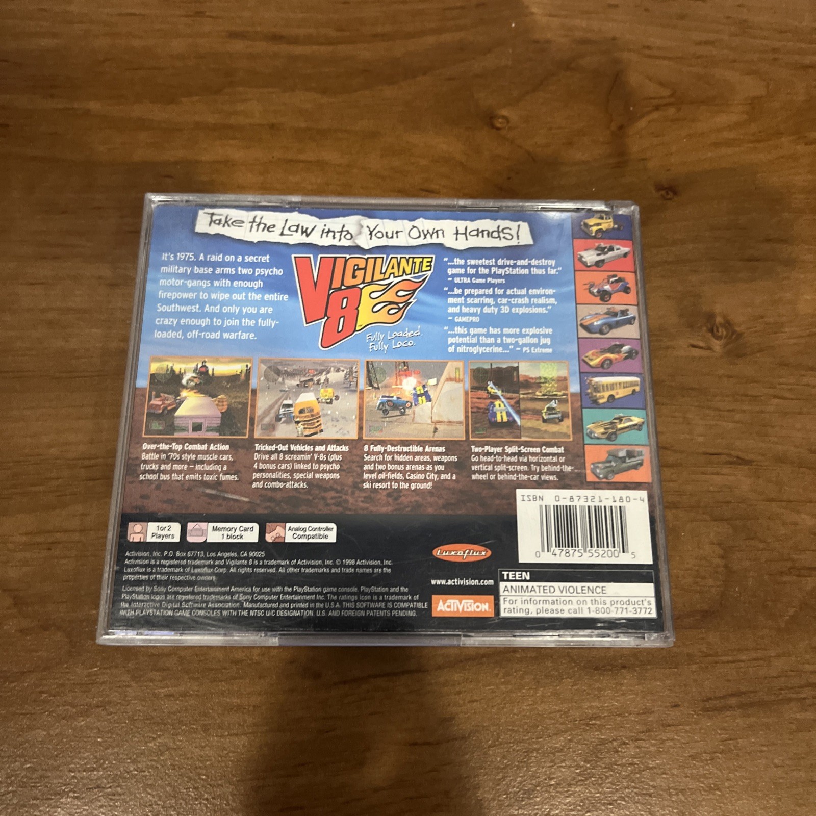 Vigilante 8 (Sony PlayStation 1 1998) PS1 Complete Vehicular Combat 1-2-P