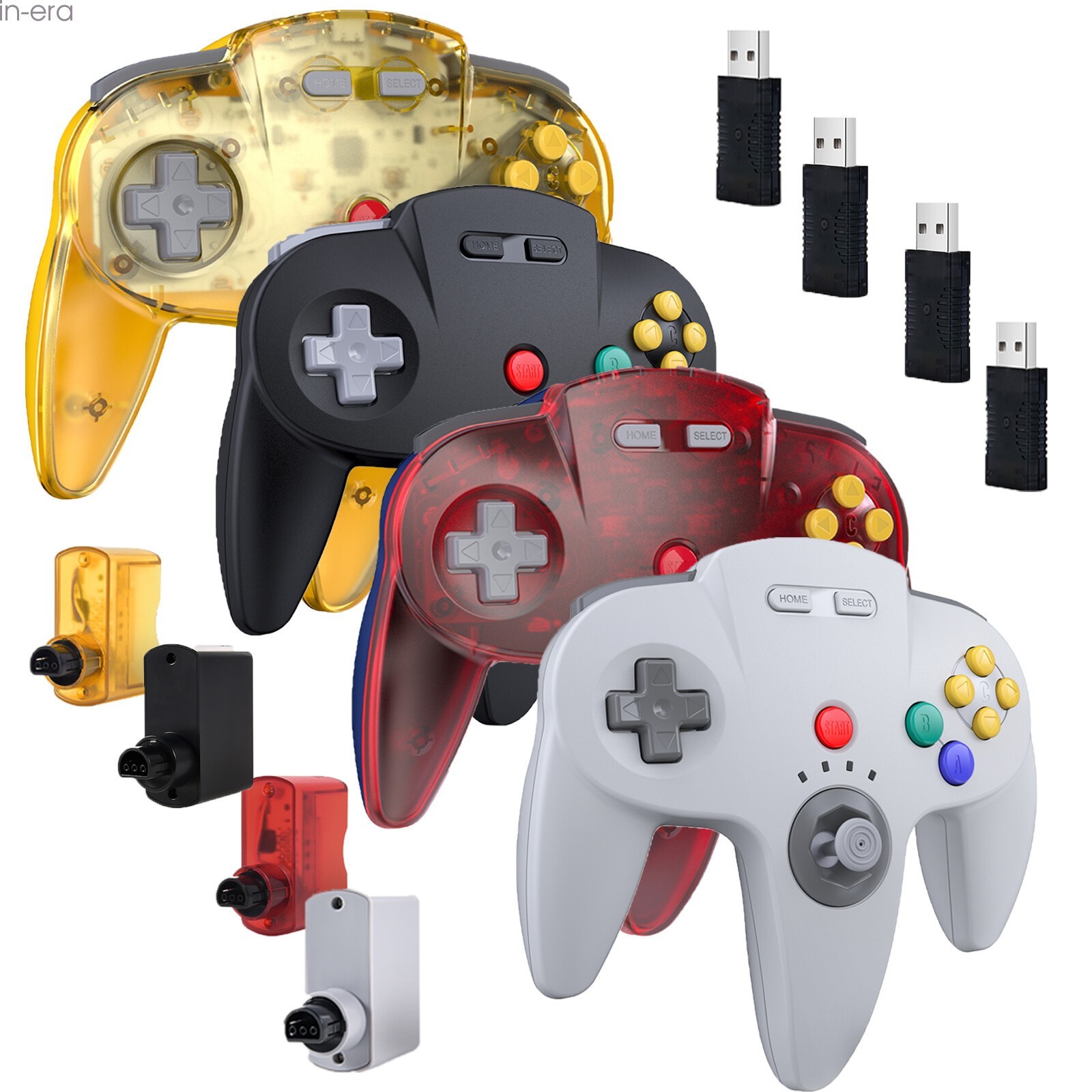 Wireless N64 Controller Gamepad & Adapter with Rumble Pak for Nintendo 64 System