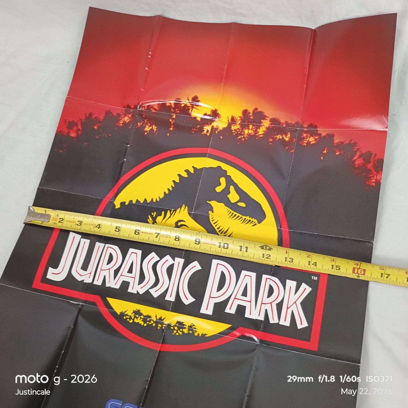 Sega Welcome To The Next Level – Jurassic Park Poster Fold Out Insert – Vintage!