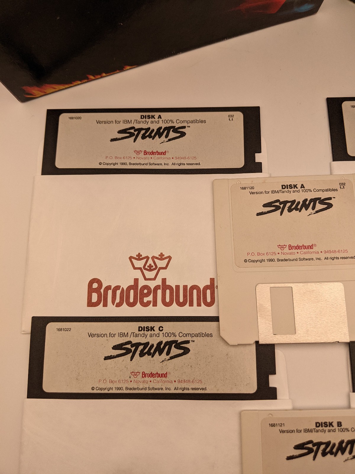 Stunts Big Box Broderbund PC Game 1990 5.25″ and 3.5″ Disks with Box and Manual