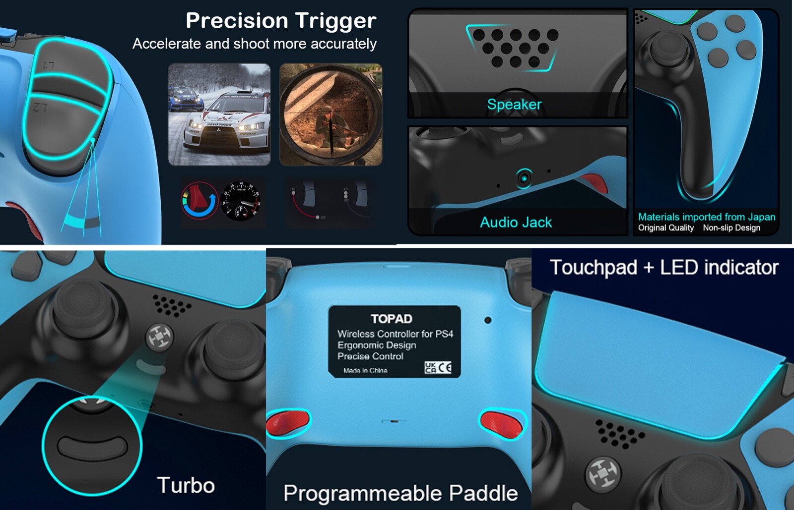 Elite Wireless Controller For Sony PlayStation PS4 Gamepad w/ Turbo Paddle & All