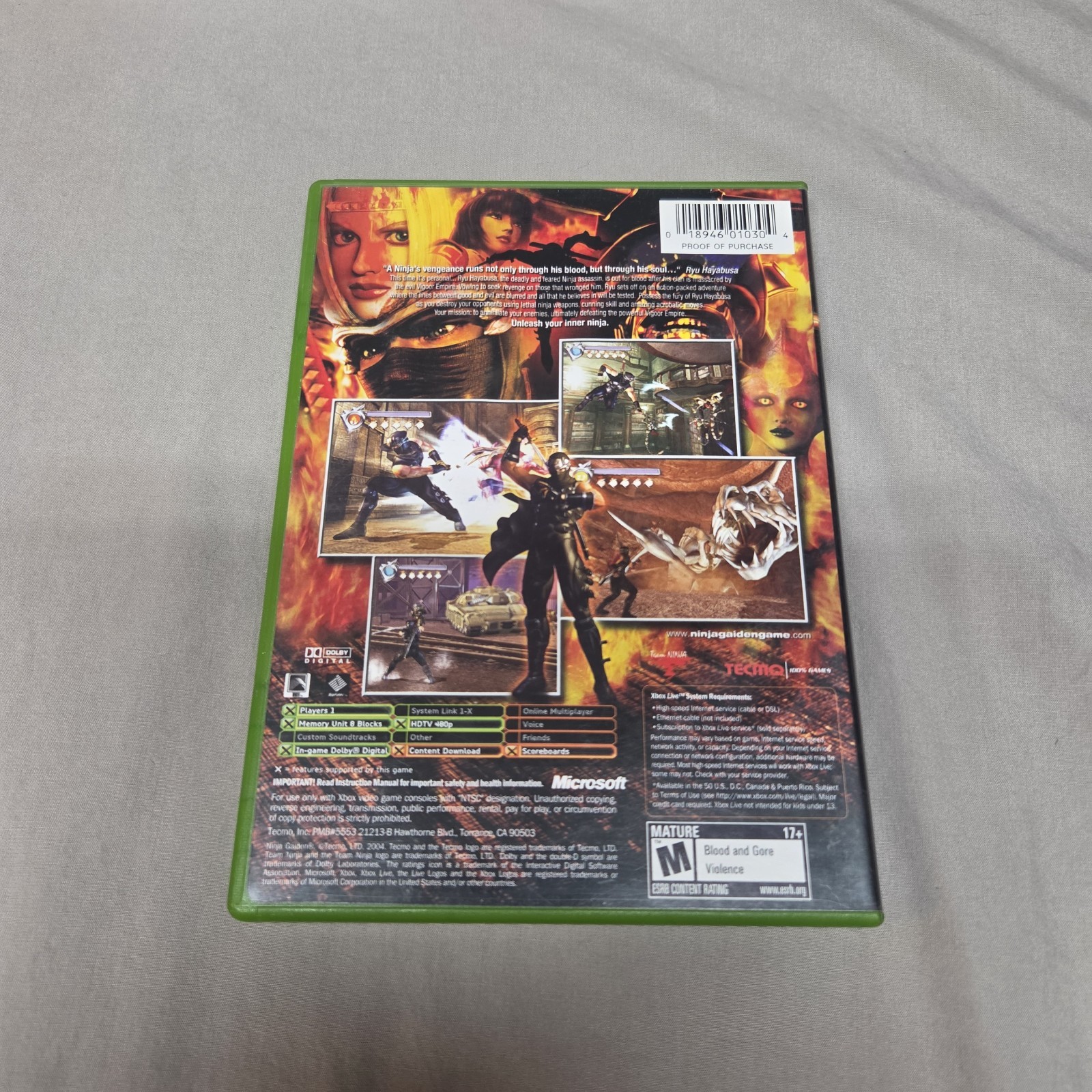 Ninja Gaiden (Microsoft Xbox, 2004) CIB Complete – TESTED
