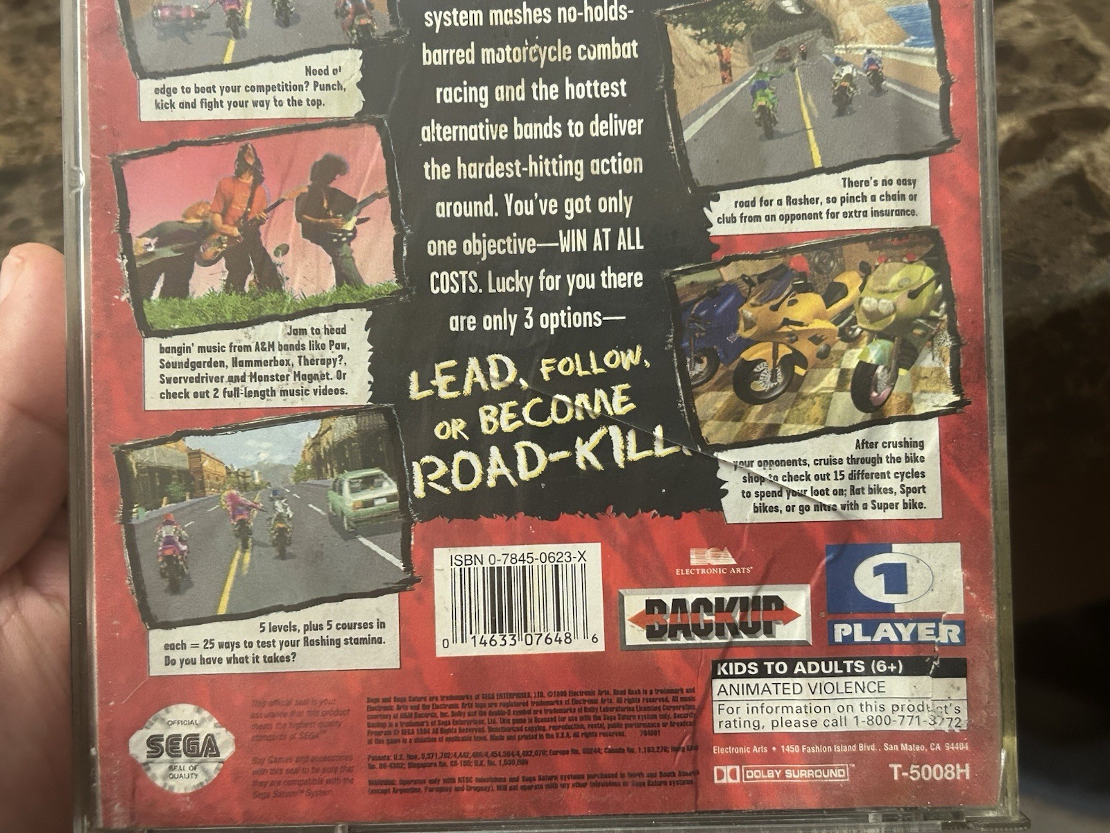 Sega Road Rash Sega Saturn 1995 NTSC-U/C KA Racing Manual Included