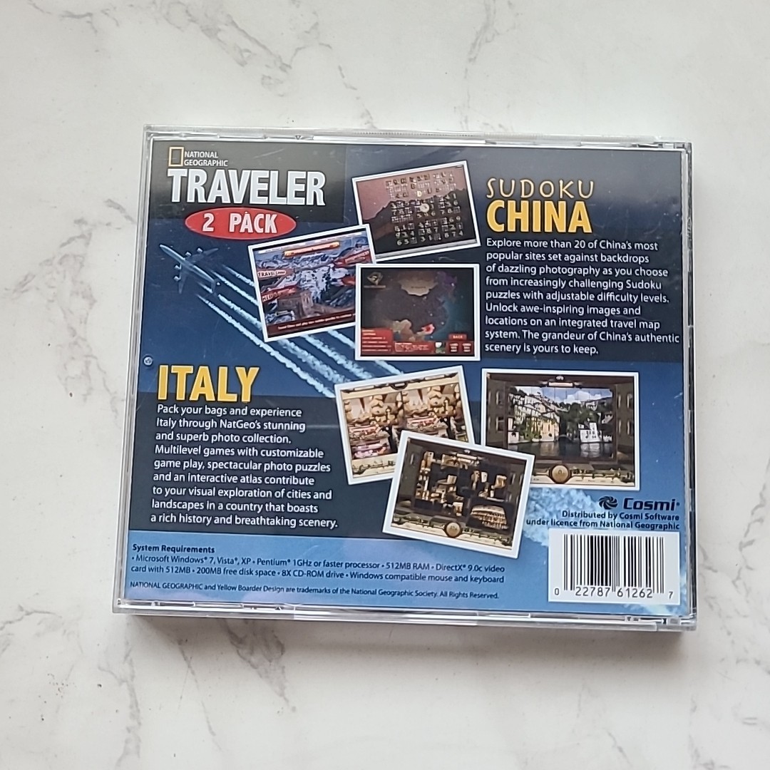 National Geographic Traveler 2 Pack Italy + Sudoku China NEW PC CD Game Puzzles
