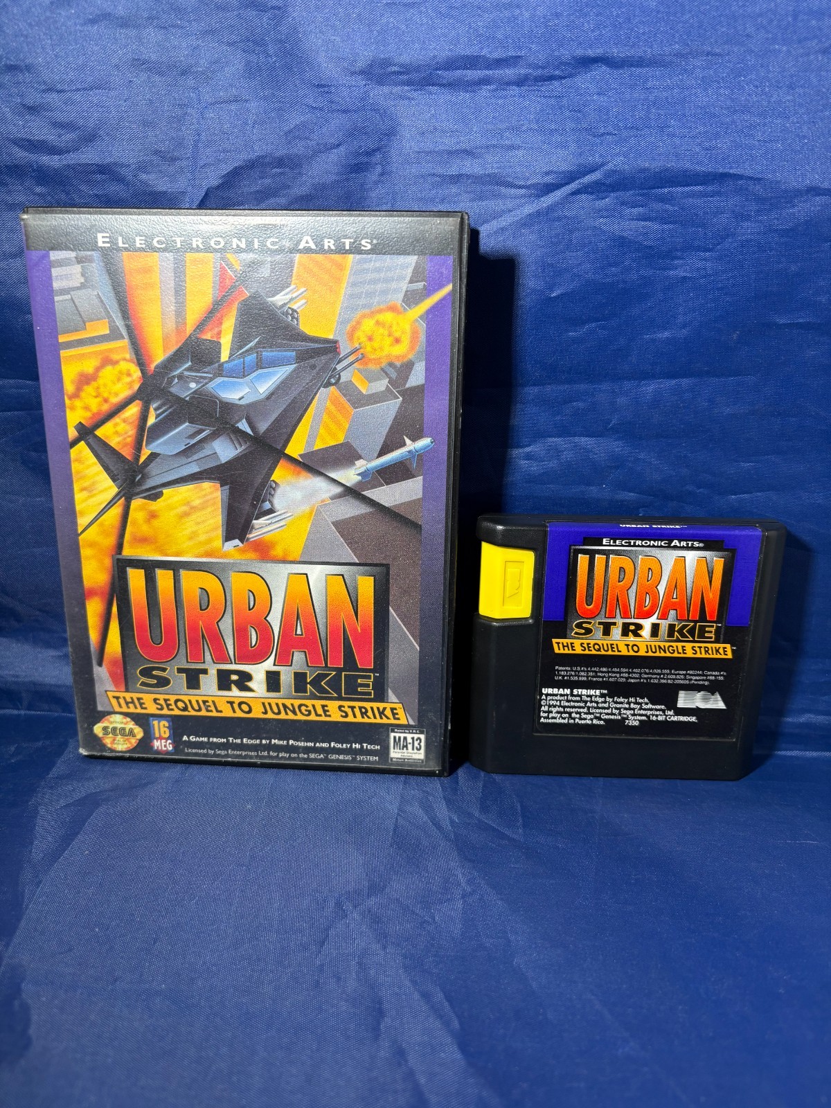 Urban Strike (Sega Genesis, 1994) plastic case and cartridge tested works EA