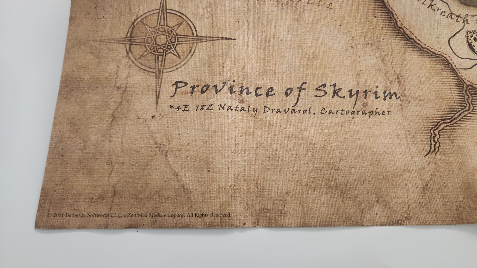 2011 The Elder Scrolls V: Province of Skyrim Canvas Poster Map Only Sz 21″ x 16″
