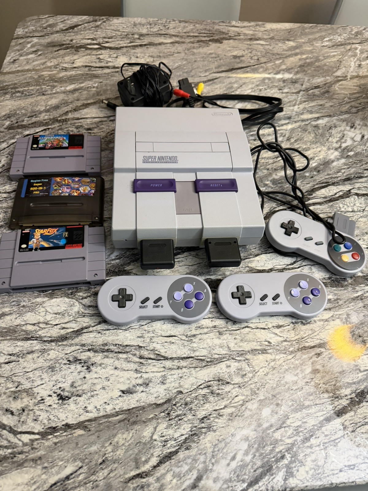 Original Super Nintendo Entertainment System Console SNES Video Game Bundle
