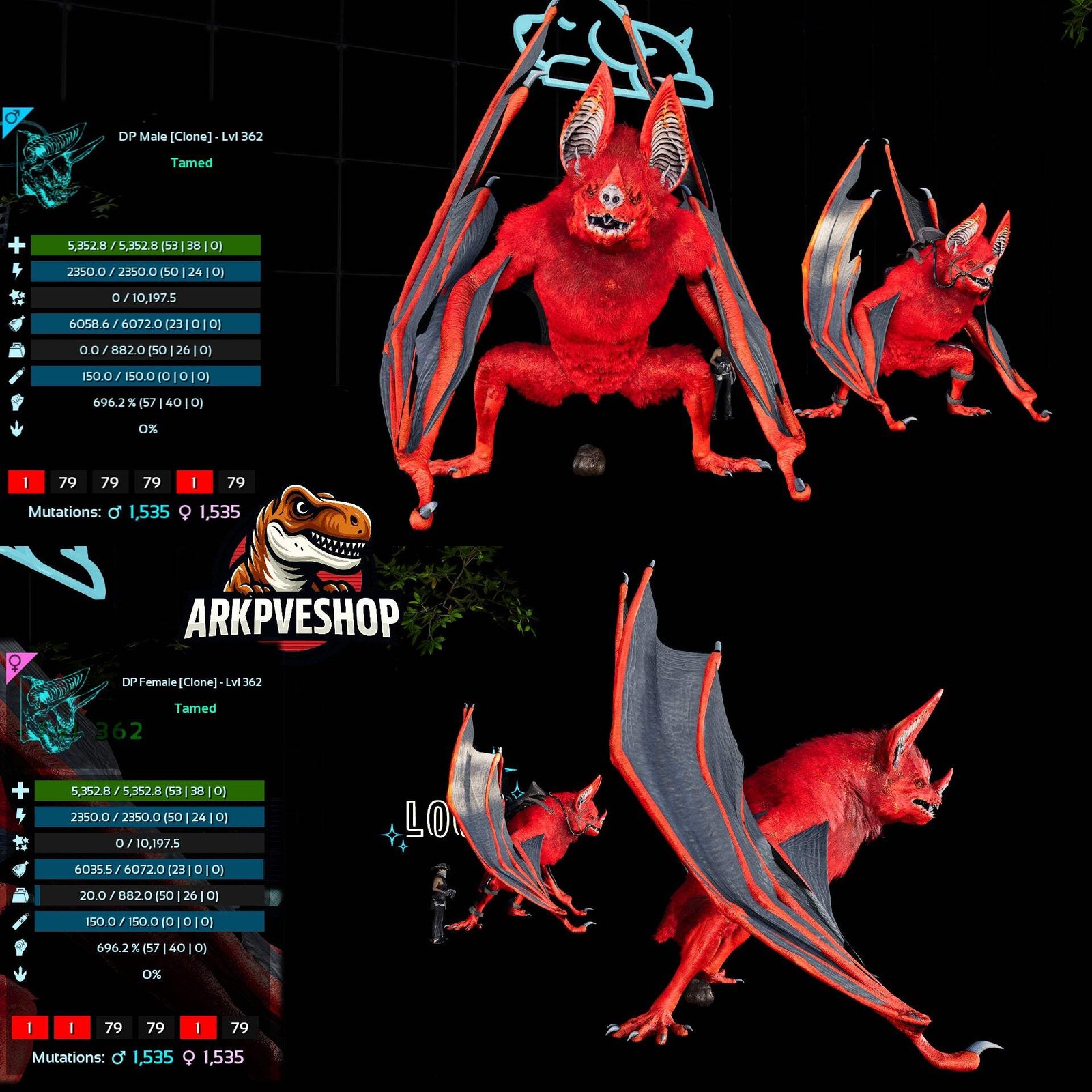 Desmodus Lvl362 696Melee Clone ASA PVE 🦖ARK Survival Ascended