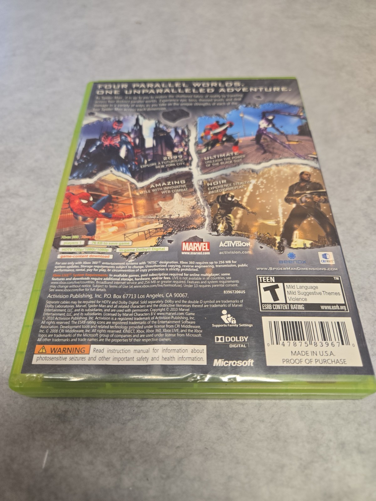 Spider-Man: Shattered Dimensions [Xbox 360] [X360] [2010] [Complete] Not Tested