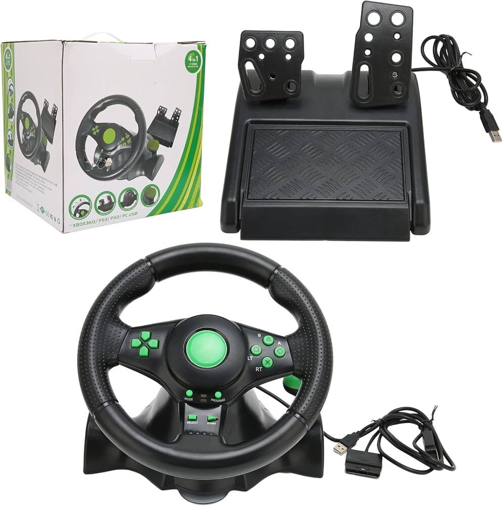 Vibration Steering Wheel for Racing Games PS2/PS3/PC USB, Gamers – New Open Box