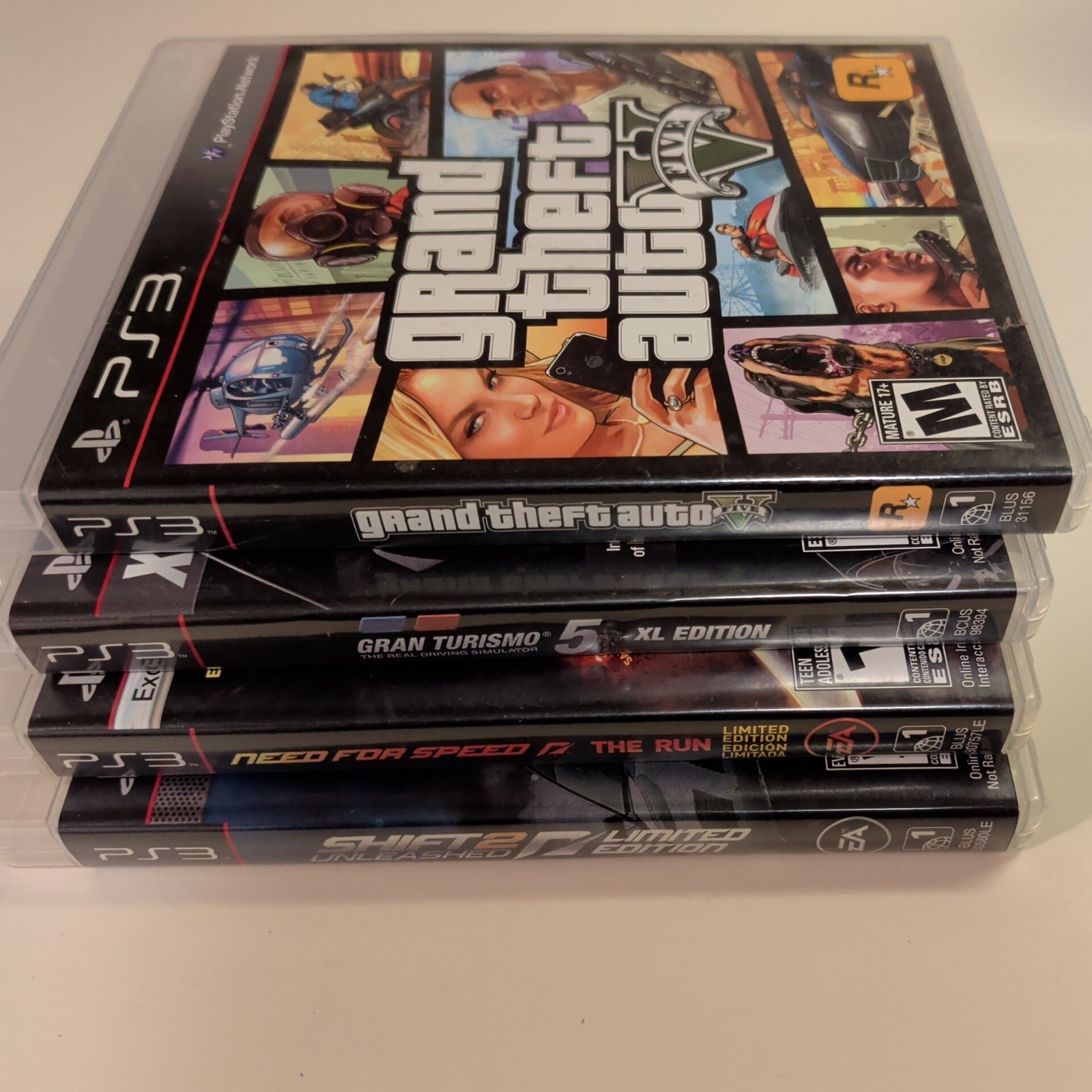 Grand Theft Auto 5, Gran Turismo 5XL, NEED4SPEED, Shift2 PS3 4 Games lot USA