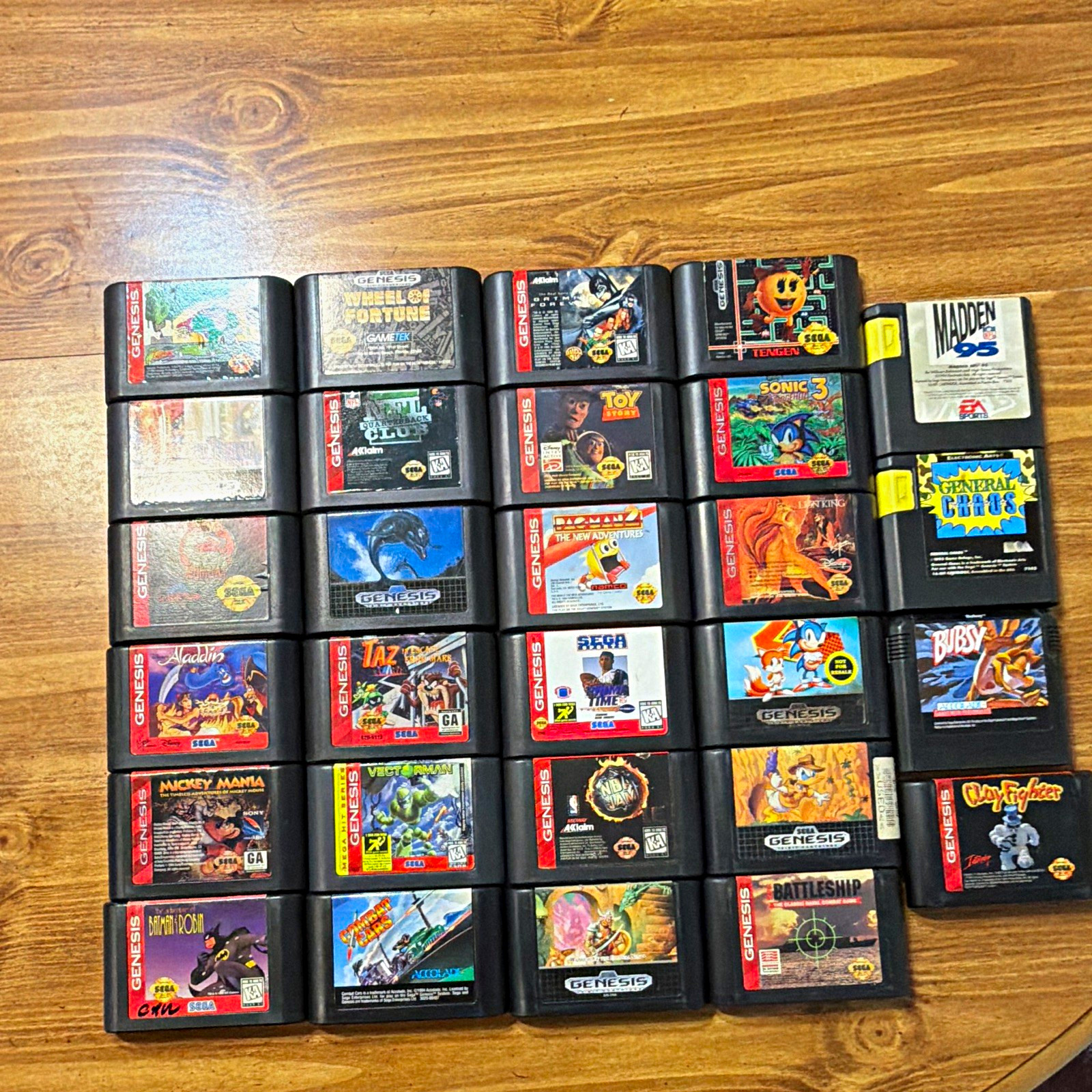Sega Genesis Mixed Game Lot Sonic 3 Pac-Man 2 Toy Story Madden 95 Aladdin