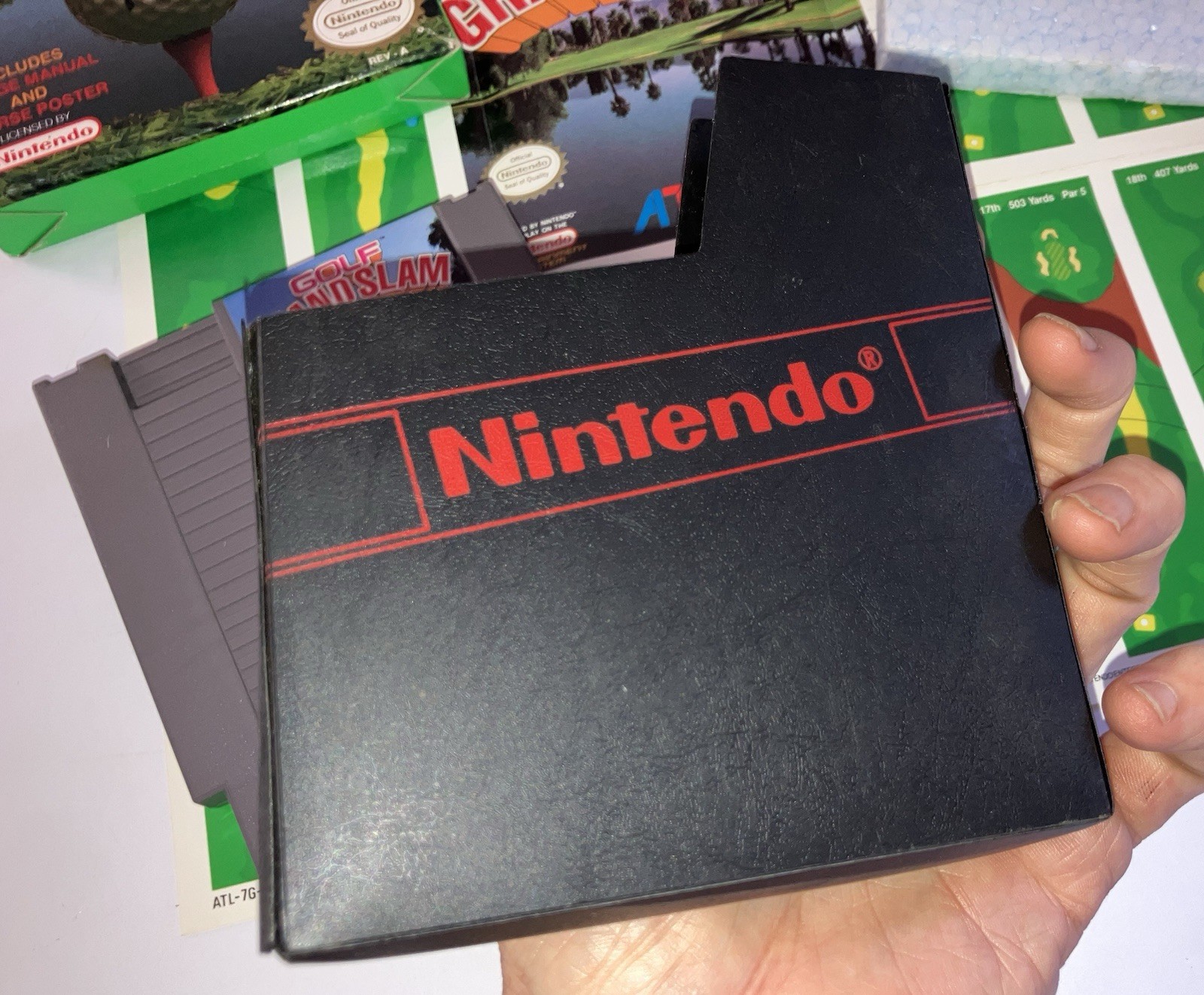 rare GOLF GRAND SLAM NES Game in Box w/manual, foldout & foam piece Fine shape