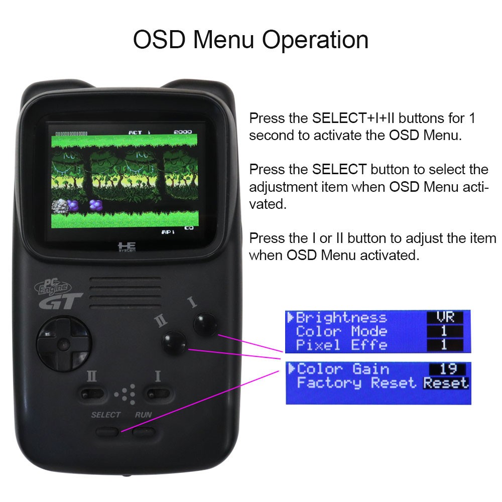 PCE GT IPS LCD 3.5″ 640×480 HD RGB Board Hight Light For PC Engine GT Console