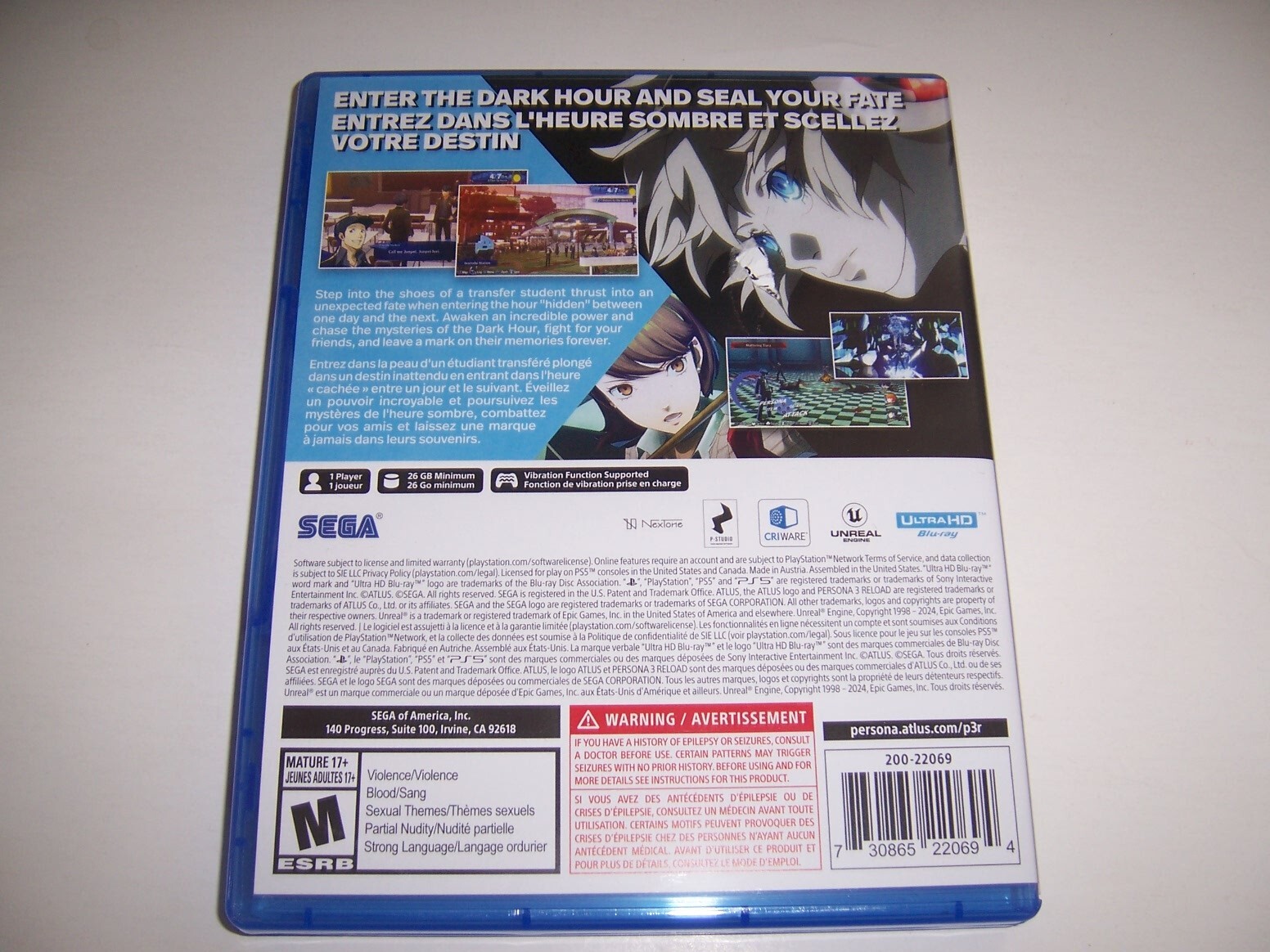 Replacement Box Case Only – P3 Persona 3 Reload PlayStation 5 PS5 AUTHENTIC