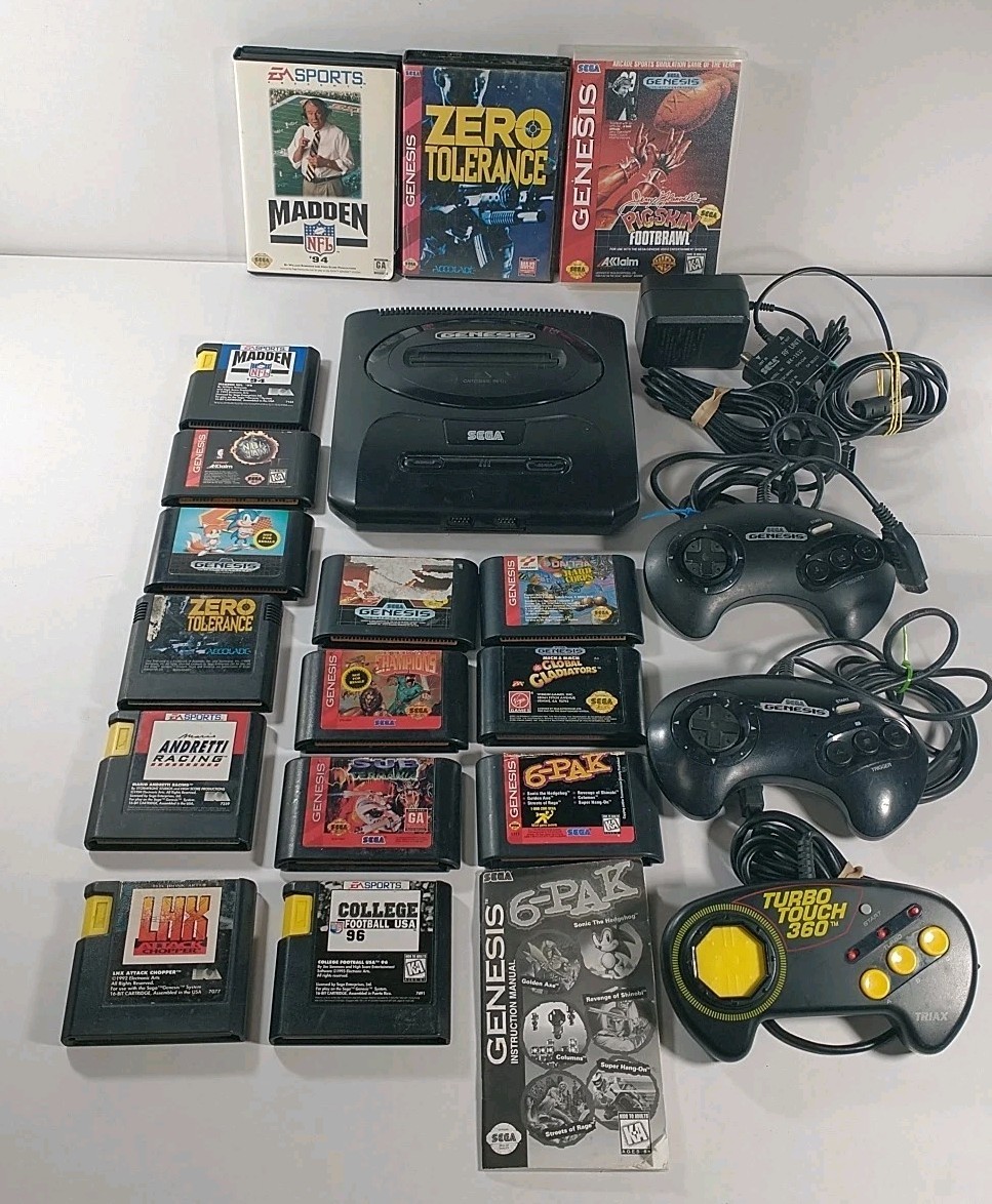 Sega Genesis Console Model MK-1631 + 13 Games & 3 Controllers Tested READ