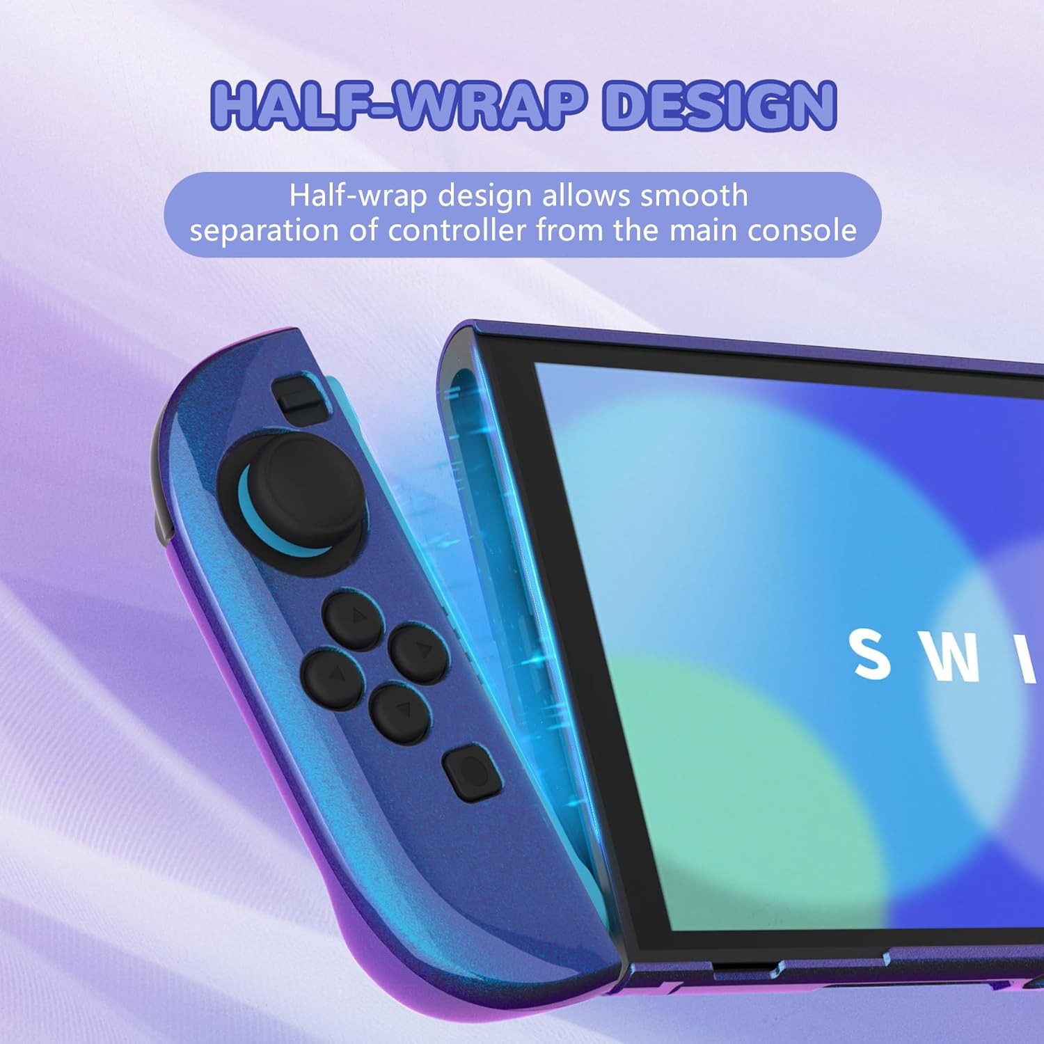 PlayVital Glossy Protective Case for Nintendo Switch 2 -Chameleon Purple Blue