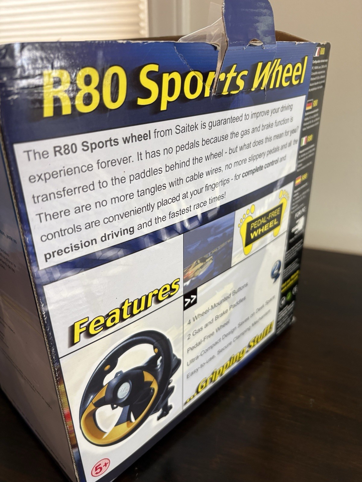 SAITEK R80 WIRED HIGH PERFORMANCE SPORTS RACING WHEEL FOR PC COMPUTER
