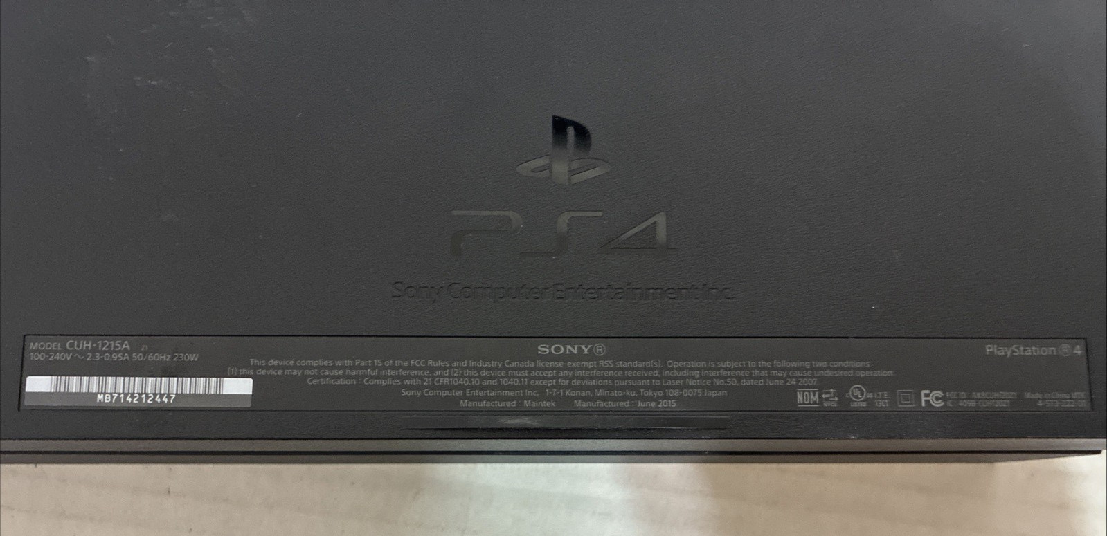 Sony PlayStation 4 PS4 CUH-1215A 500GB Matte Black Console Only Untested