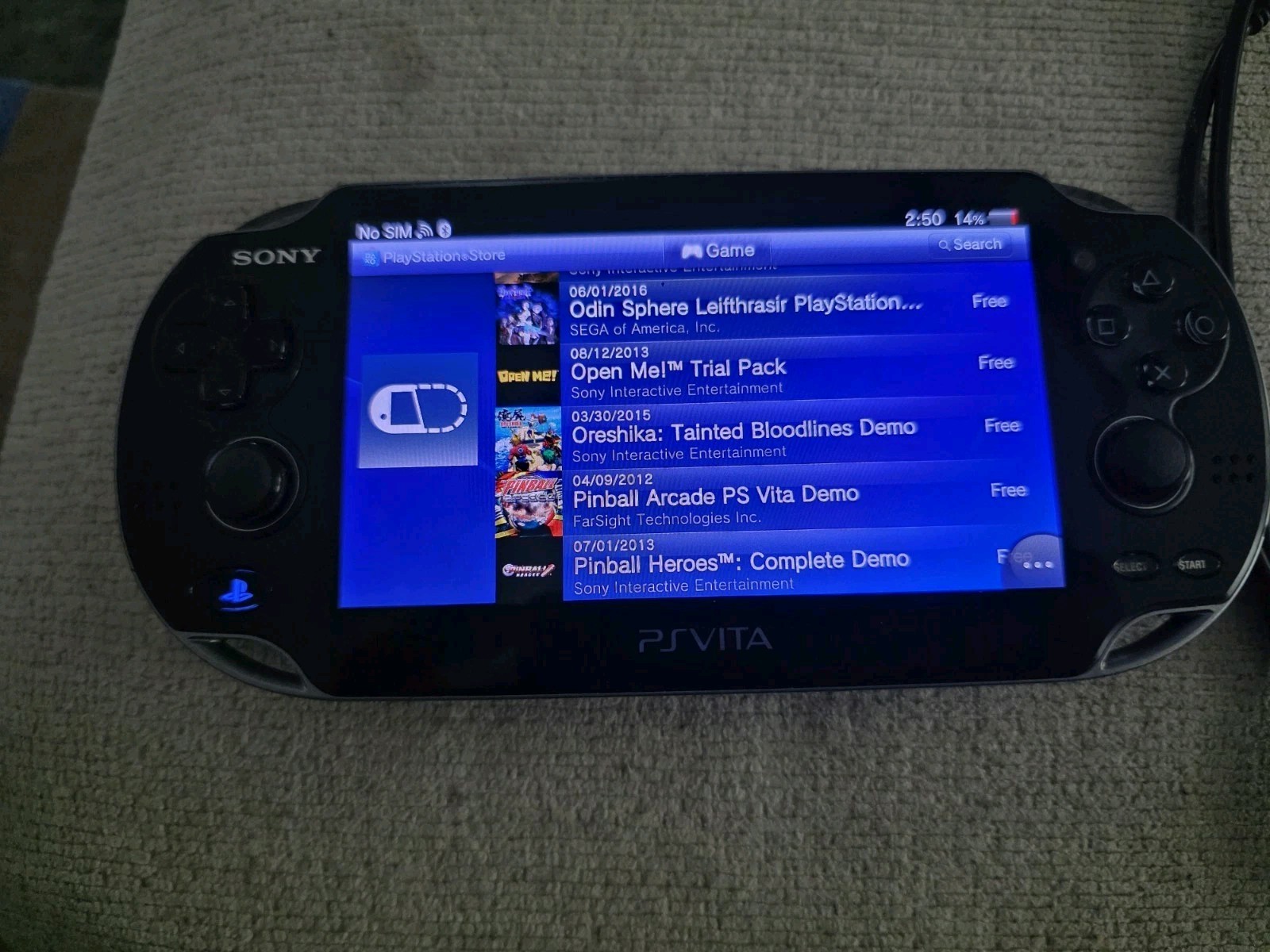 Sony Ps Vita PCH-1100 Crystal Black Model Console And Charger TESTED