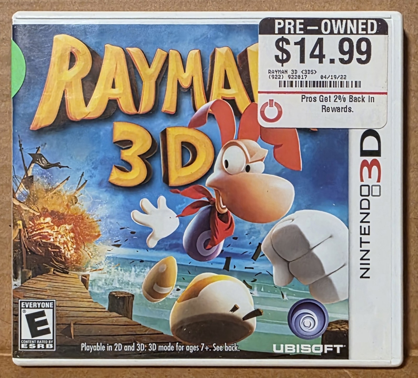 Rayman 3D (Nintendo 3DS, 2011) CIB Complete Adult Owned Excellent!