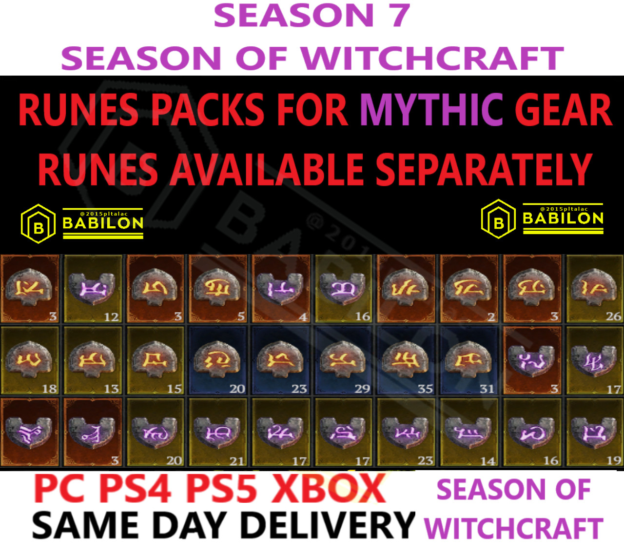 SEASON 7 DIABLO 4 Mythic Uniqes Rune Set &All Runes ✅ PC PS4 PS5 XBOX✅ DIABLO IV