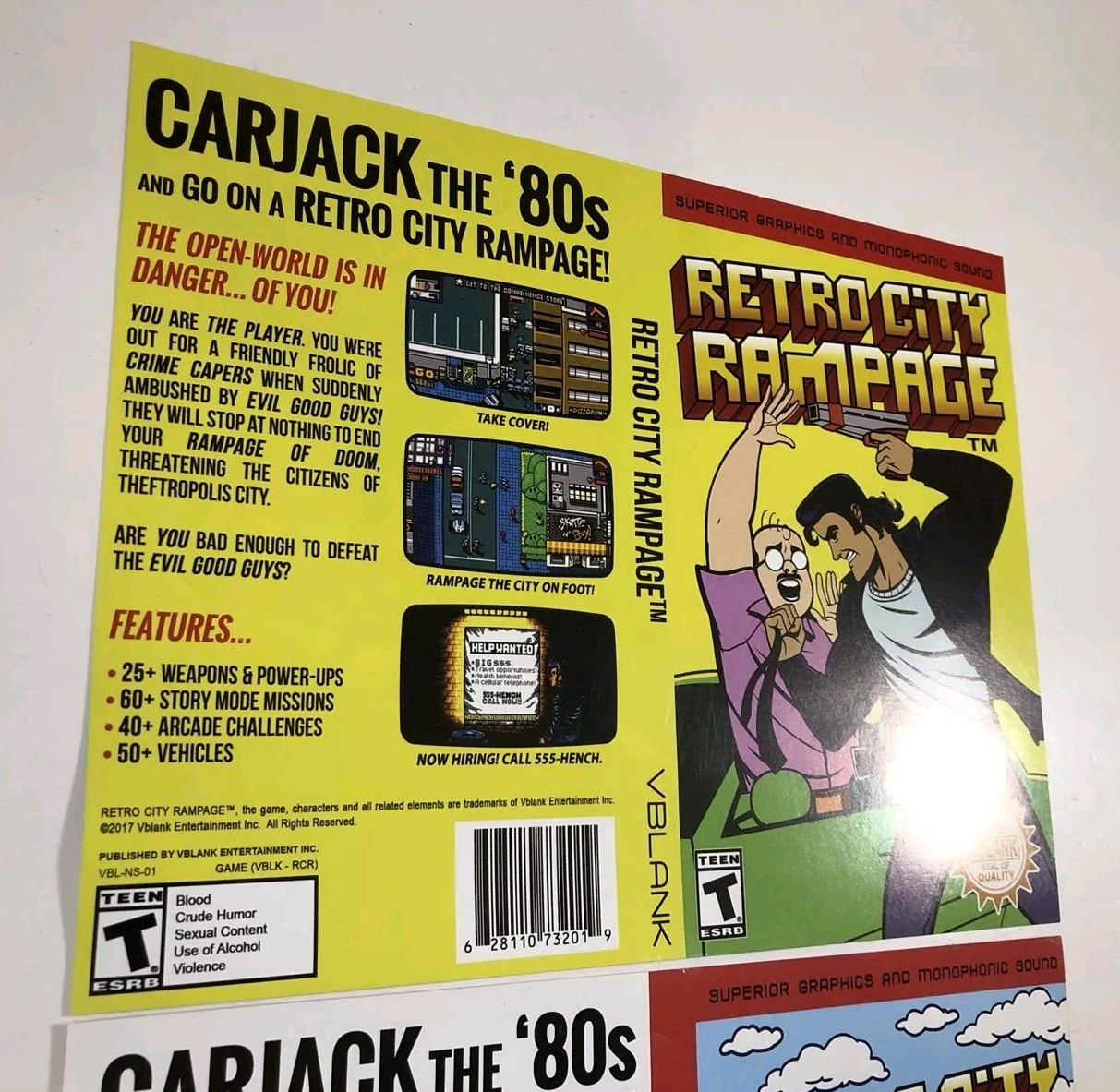 2 COVER ART VARIANTS ONLY, NO GAME: RETRO CITY RAMPAGE (Nintendo Switch) READ!