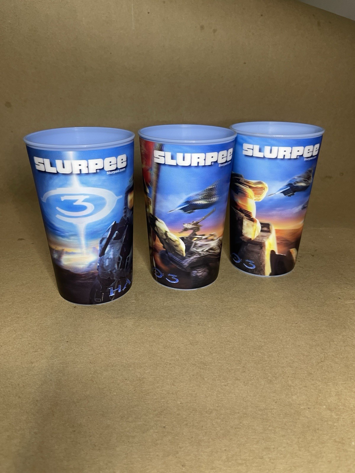 Halo 3 Holographic Slurpee Cups 7-11 Xbox 2007 3 Cups