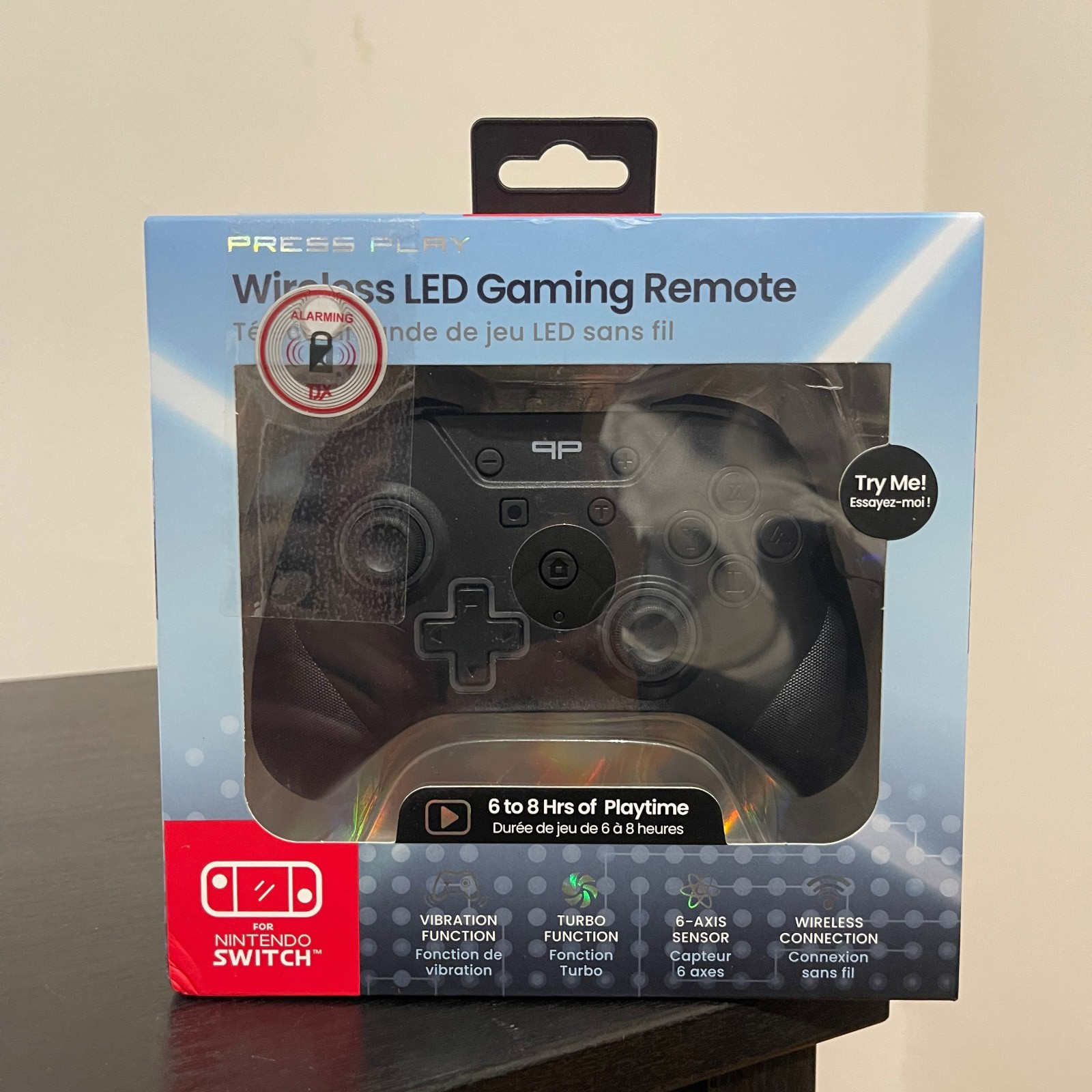 Press Play Wireless LED Gaming Remote for Nintendo Switch Black Lights Up Sealed