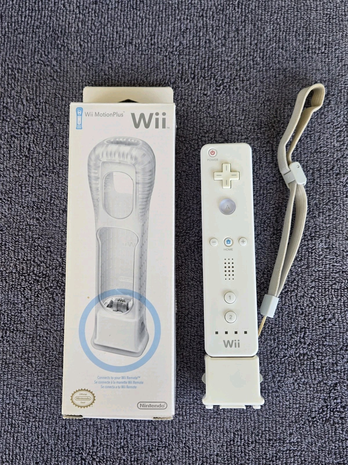 Original Nintendo Wii White Motion Plus Controller With Box + Booklets + Sleeve