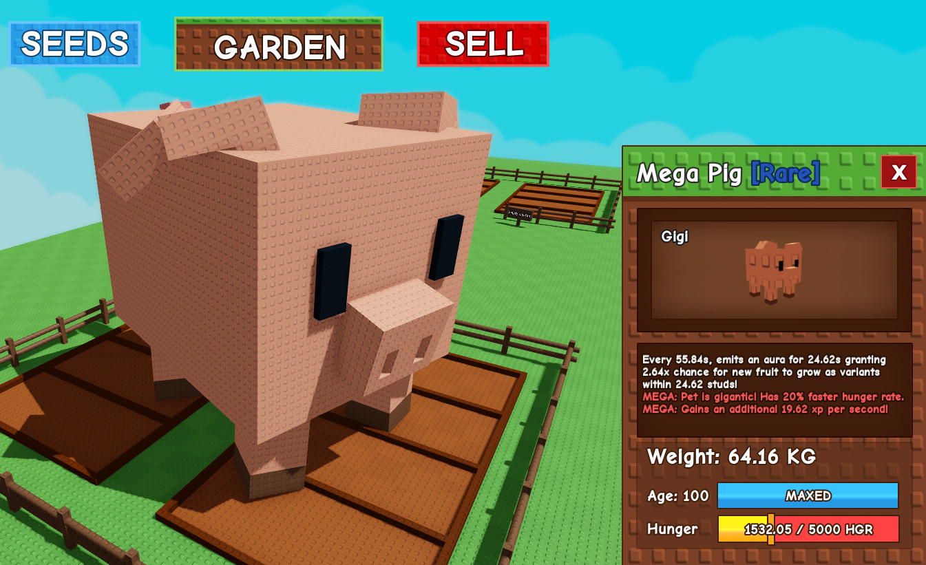 Huge Mega Pig! – Grow A Garden – Pets – Fast & Easy!