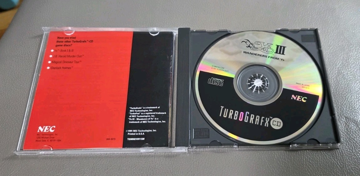 Ys III 3: Wanderers From Ys for TurboGrafx 16 CD / TurboDUO – Complete