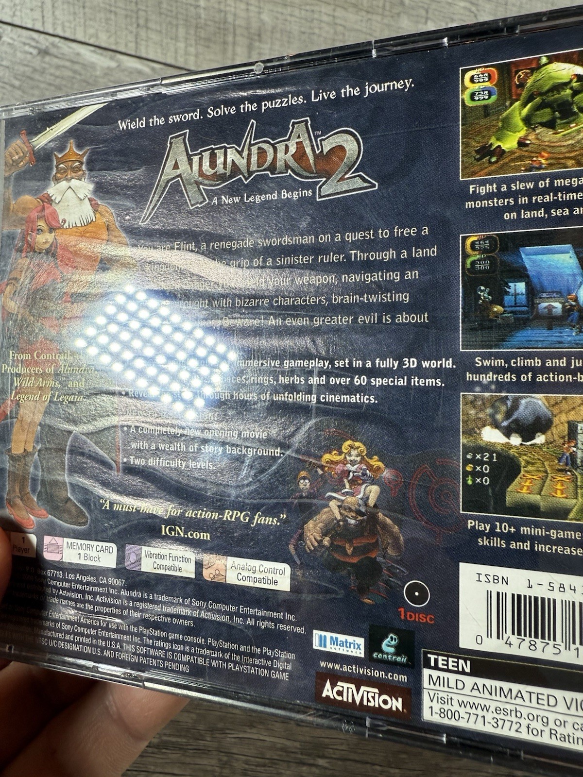 Alundra 2 (Sony PlayStation 1, 2000) Complete Tested CIB PS1 (WATER DAMAGED)