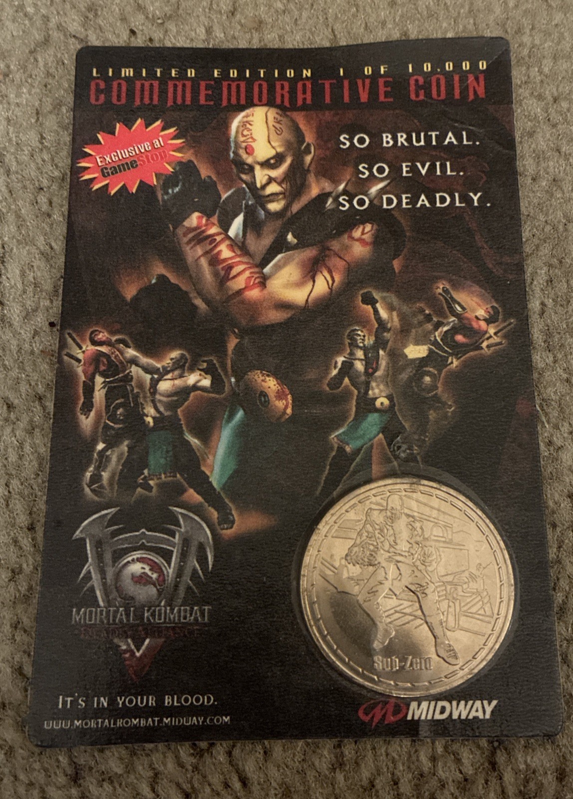 Midway – Commemorative Coin LE – Mortal Kombat Deadly Alliance Sub Zero Rare!!!