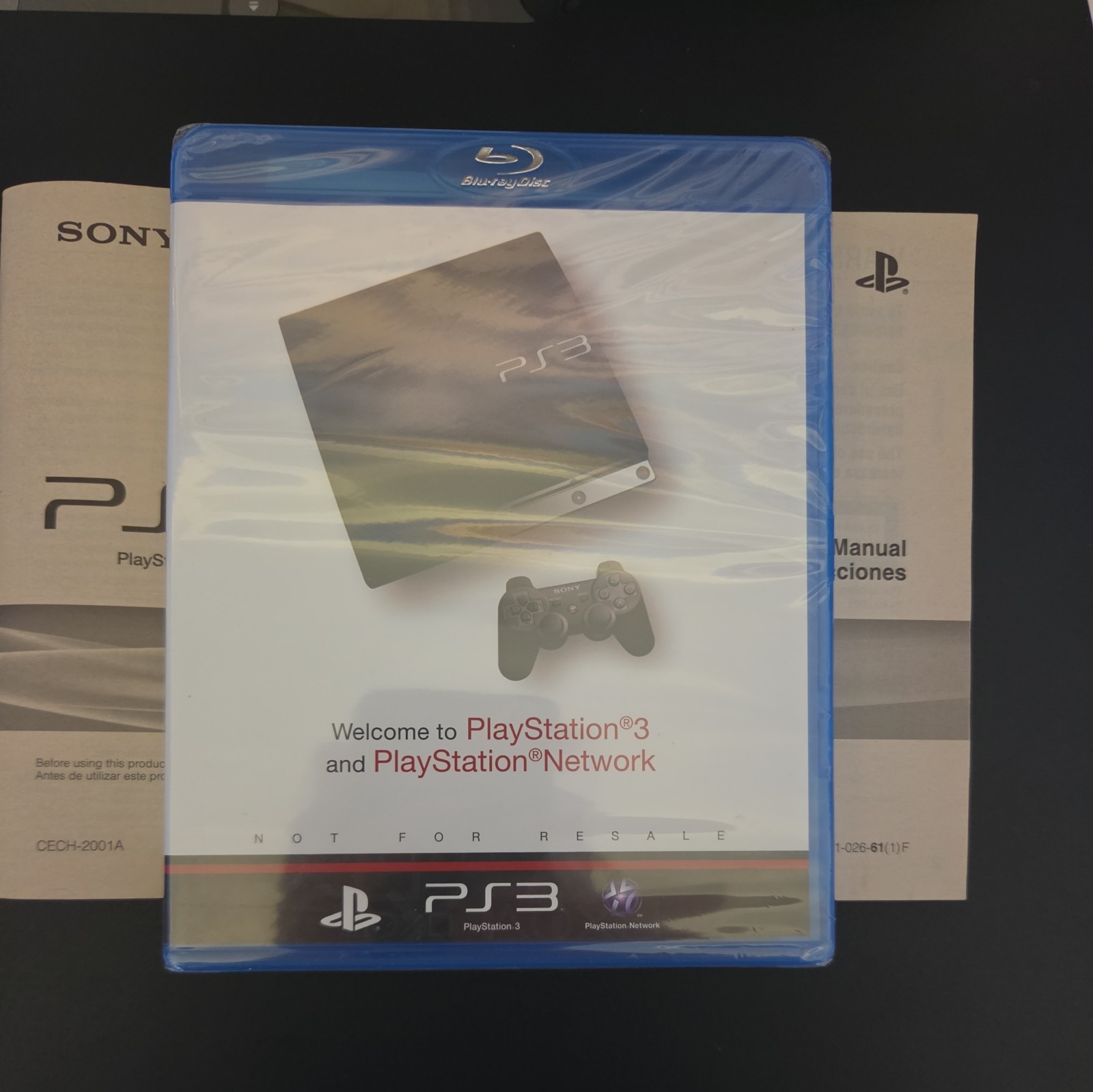 SONY PLAYSTATION 3 SLIM PS3 120GB BLACK CONSOLE CECH-2001A W 2 EXTRA CONTROLLERS