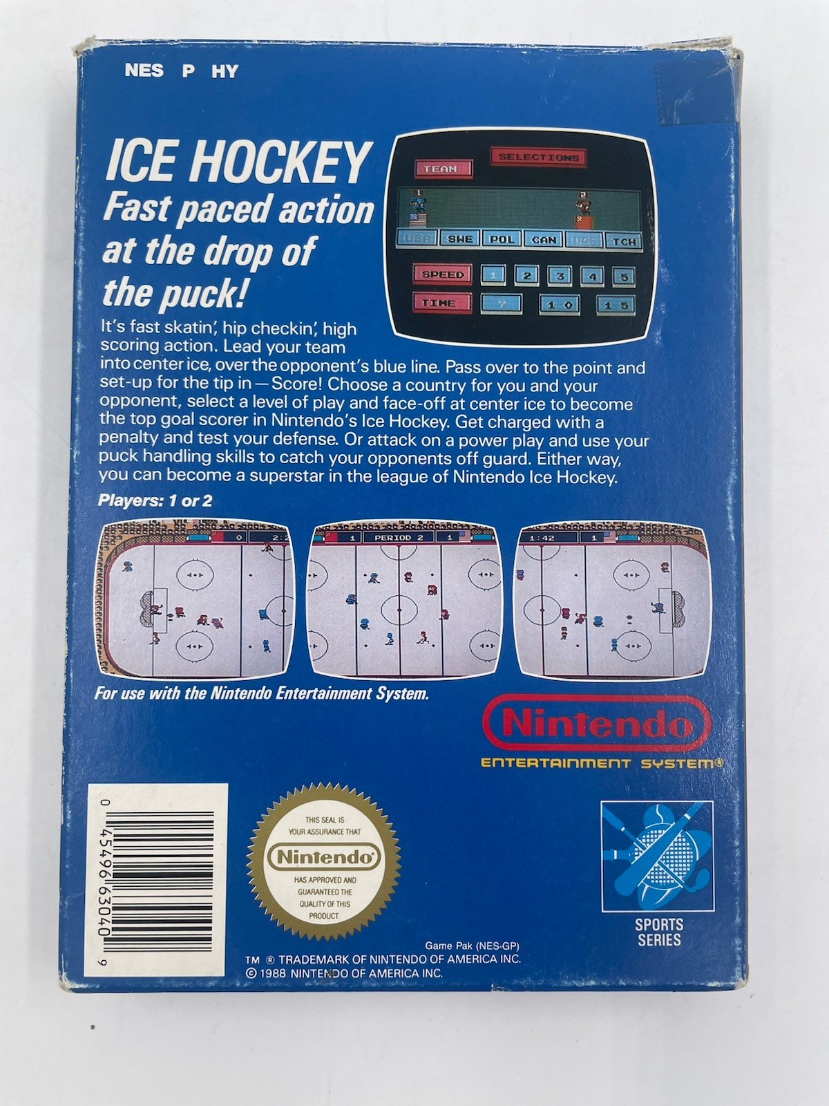 Nintendo Ice Hockey Box With Manual And Insert Poster – NO GAME