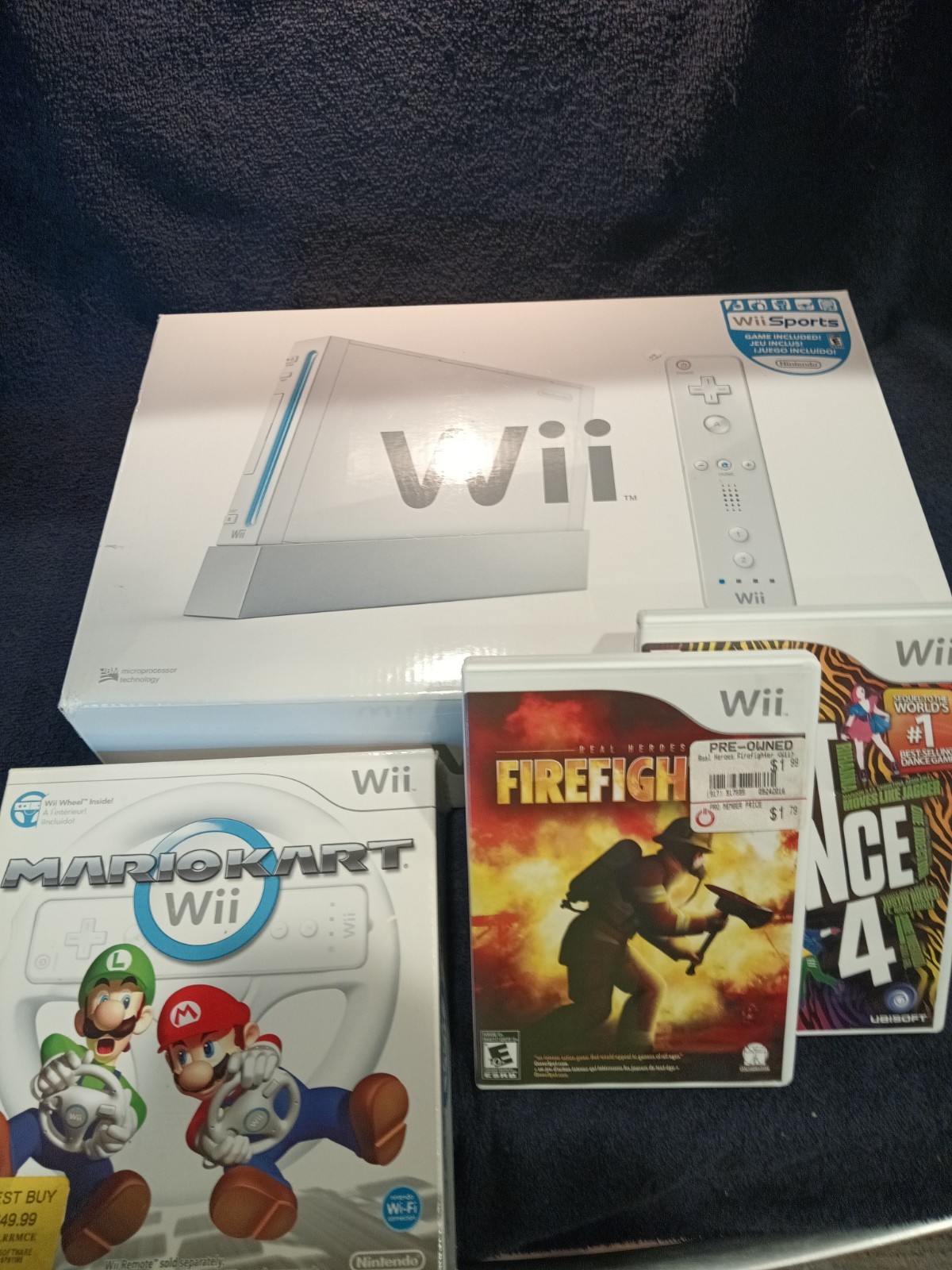 Nintendo Wii Console Bundle RVL-001 White Original Box 2-controller games tested