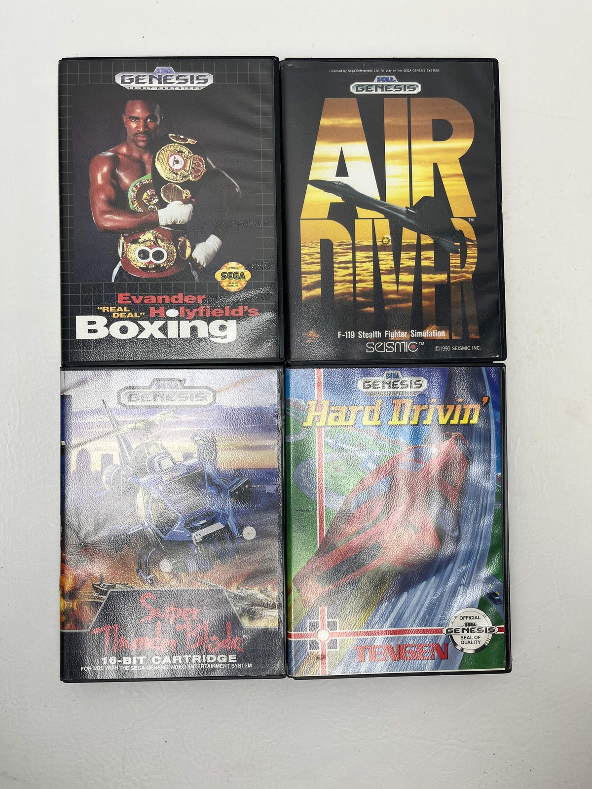 Lot of 4 Sega Genesis Evander Holyfield’s Real Deal Boxing,Air Diver,Super Thund