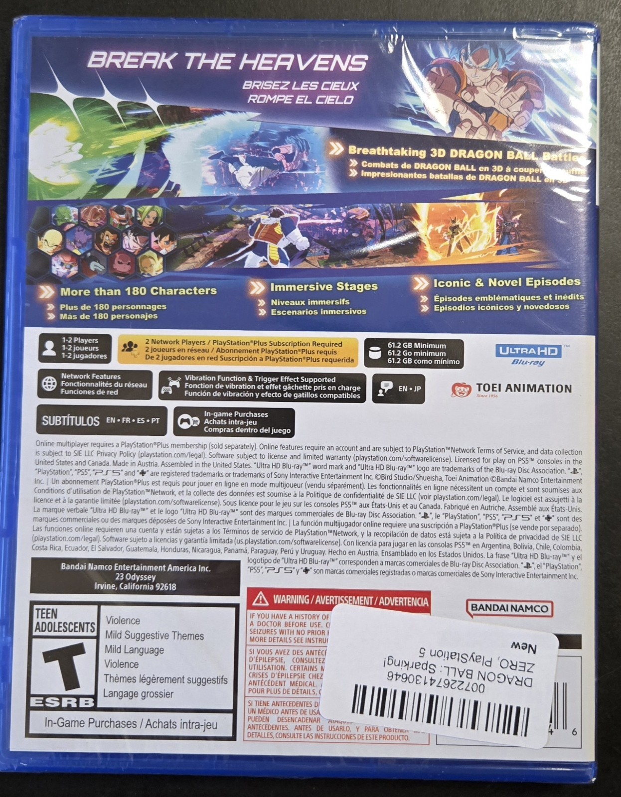 PS5 Dragon Ball: Sparking! Zero – BRAND NEW / FACTORY SEALED- UNOPENED