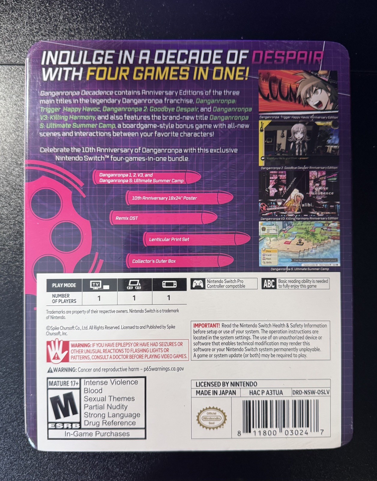 Spike Chunsoft Danganronpa Decadence Collector’s Edition Switch
