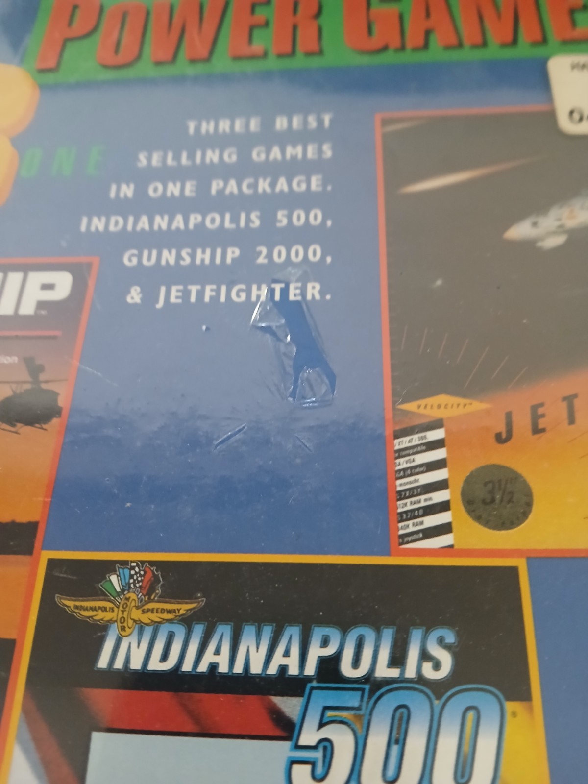 POWER GAME II: GUNSHIP 2000 INDIANAPOLIS 500 JETFIGHTER ADV PC 3.5″ NEW & SEALED