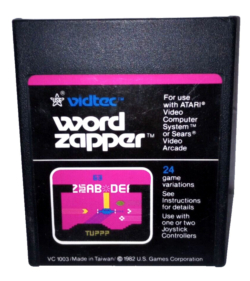 Word Zapper Video Game Cartridge – 1982 – Atari 2600 – Good Condition