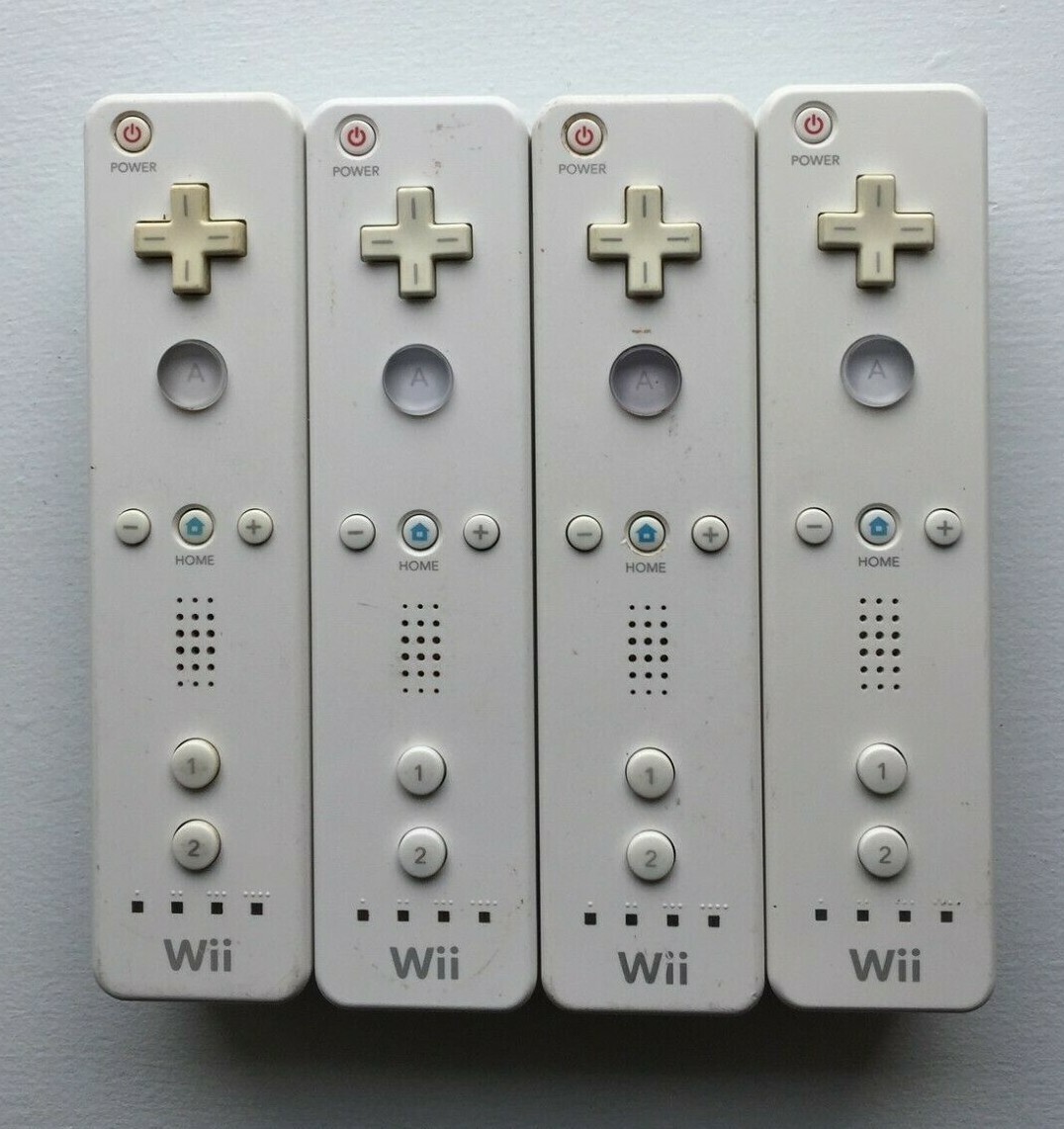 x4 Authentic Nintendo OEM Wii Remote White Controllers Tested Working RVL-003