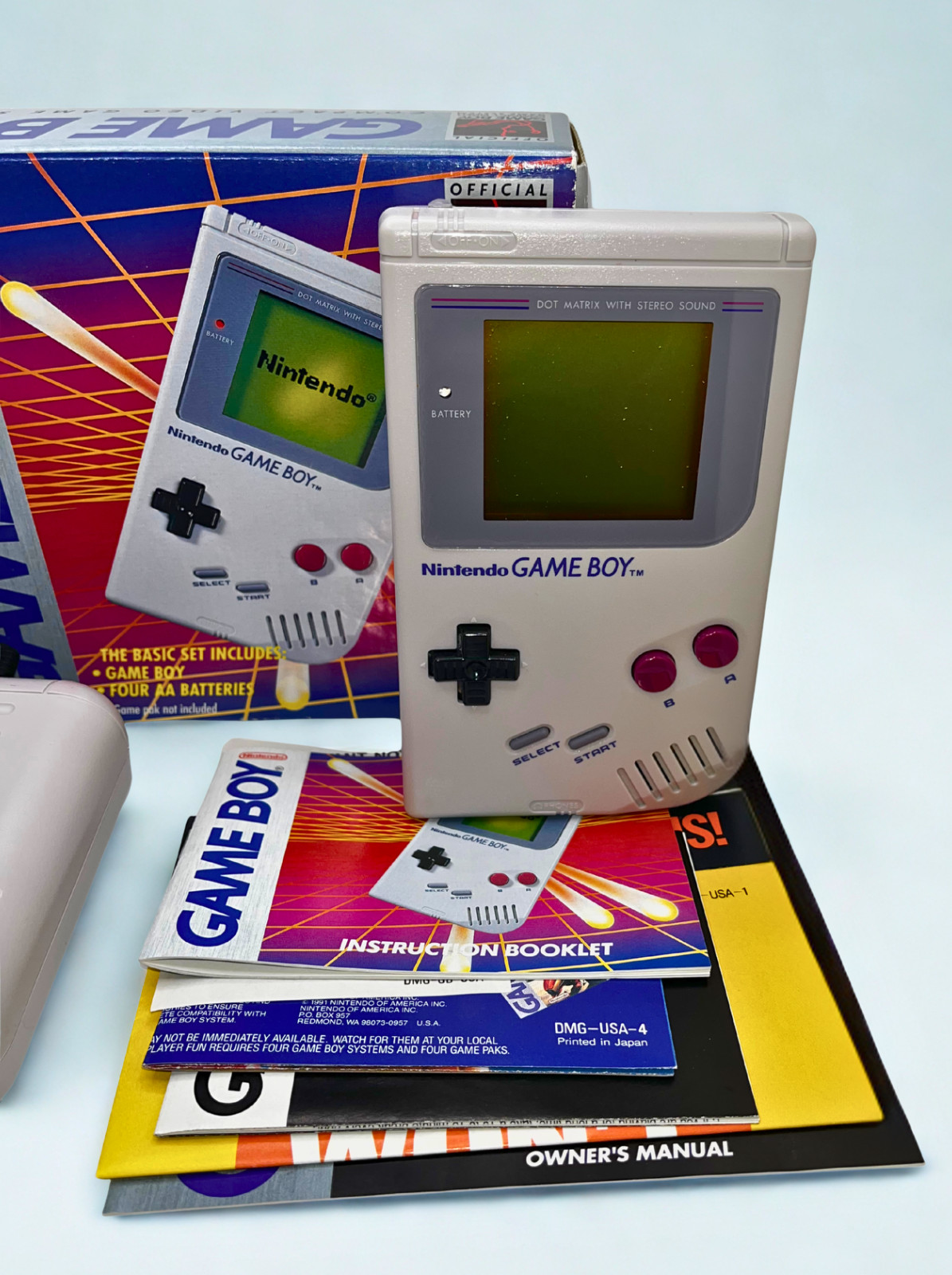 Nintendo Game Boy DMG-01 1992 NOB Complete Box Manual AC Adapter Tested