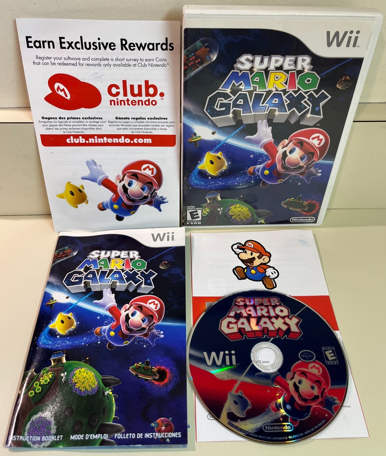 Super Mario Galaxy Wii Video Game + Manual, Complete, Cosmic Adventure