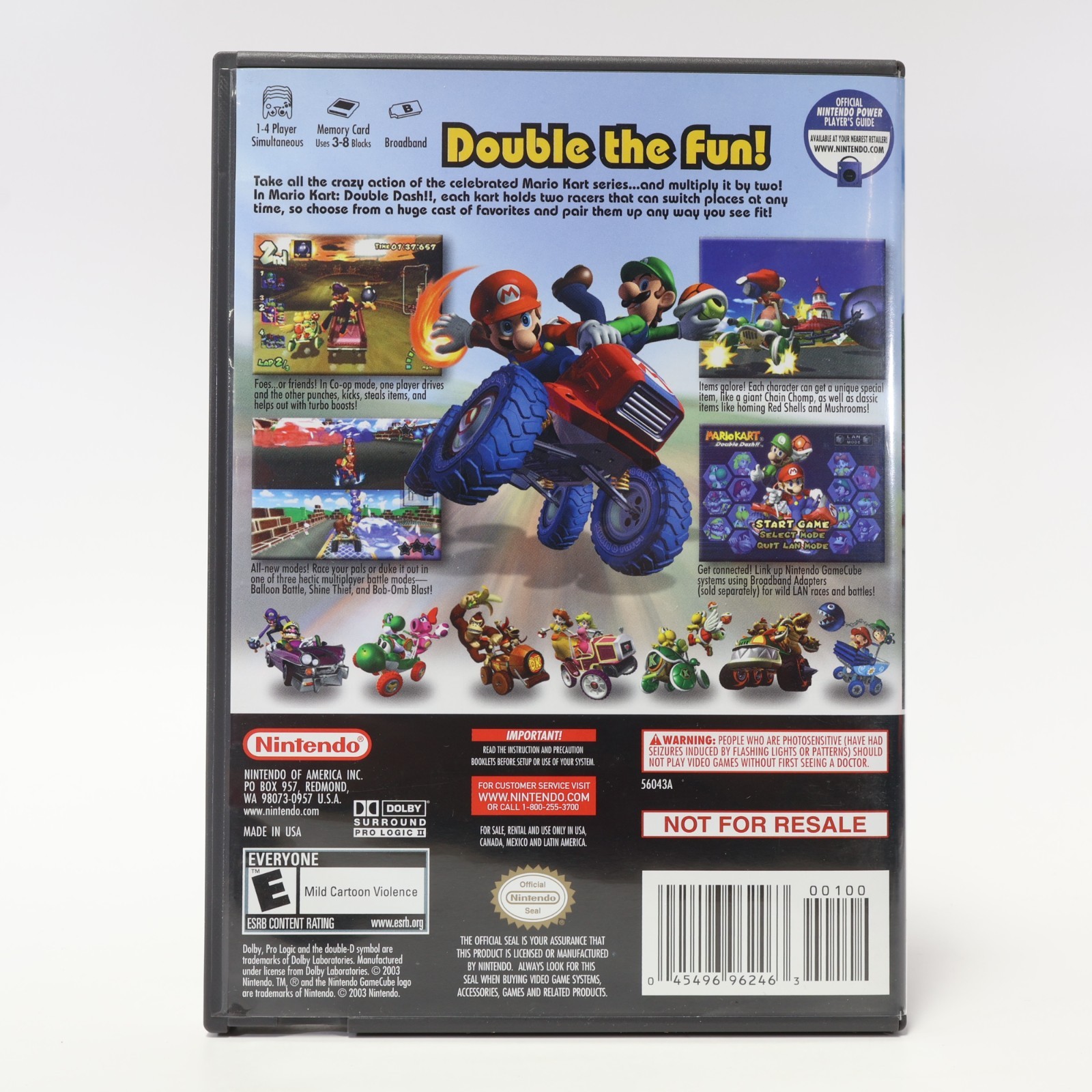 Mario Kart Double Dash (GC) Case and Manual W/Inserts – Auth Good Cond